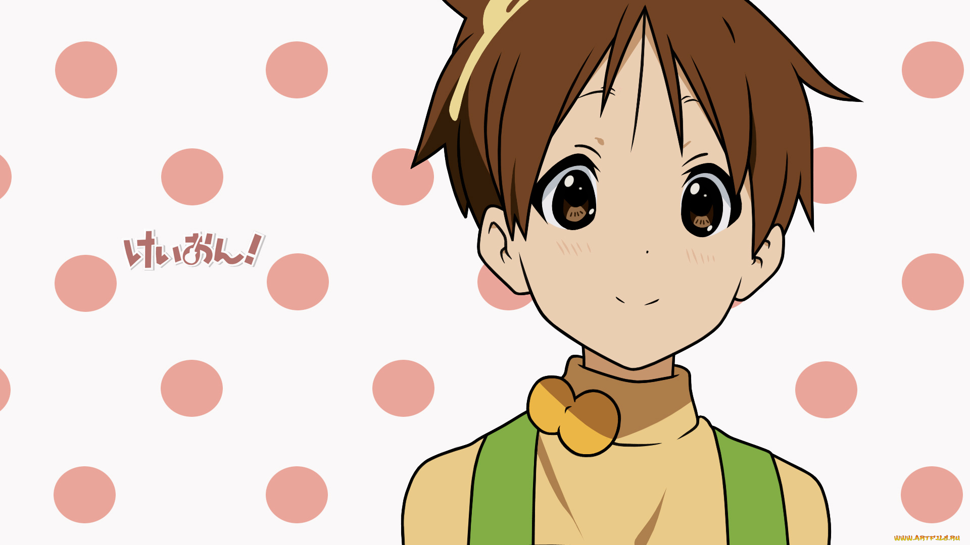 аниме, k-on, девушка, взгляд, фон