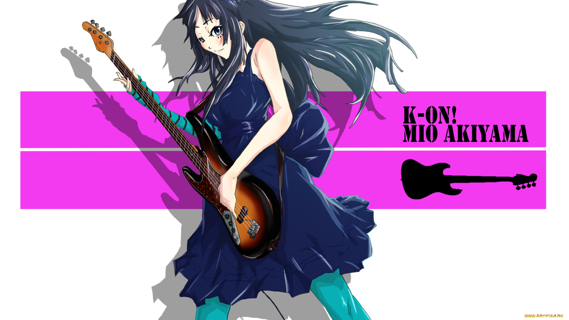 аниме, k-on, девушка, взгляд, фон