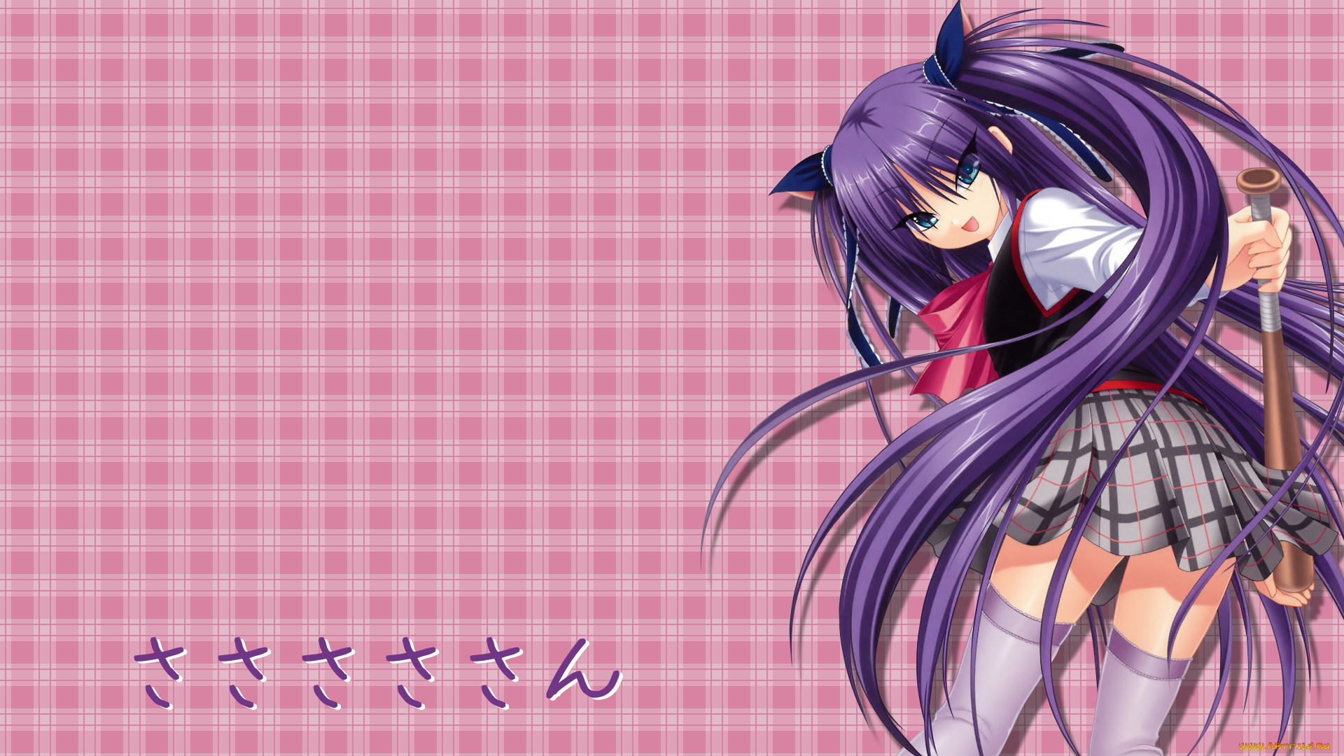 аниме, little, busters, девушка, взгляд, фон