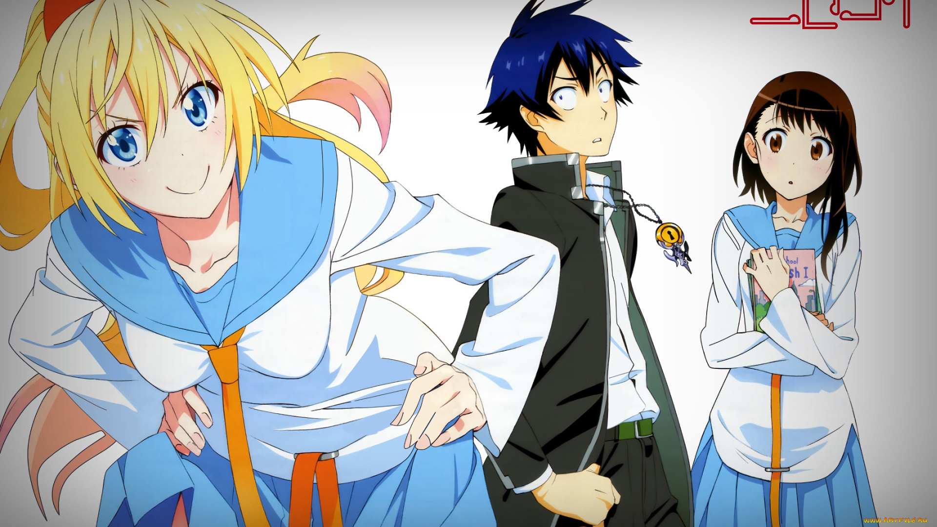 аниме, nisekoi, взгляд, фон, девушки