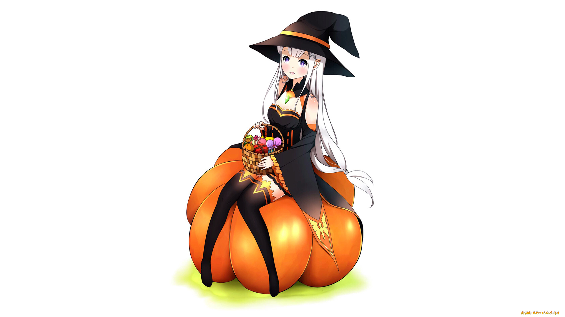 аниме, re, , zero, kara, hajimeru, isekai, seikatsu, девушка, тыква, фон, взгляд