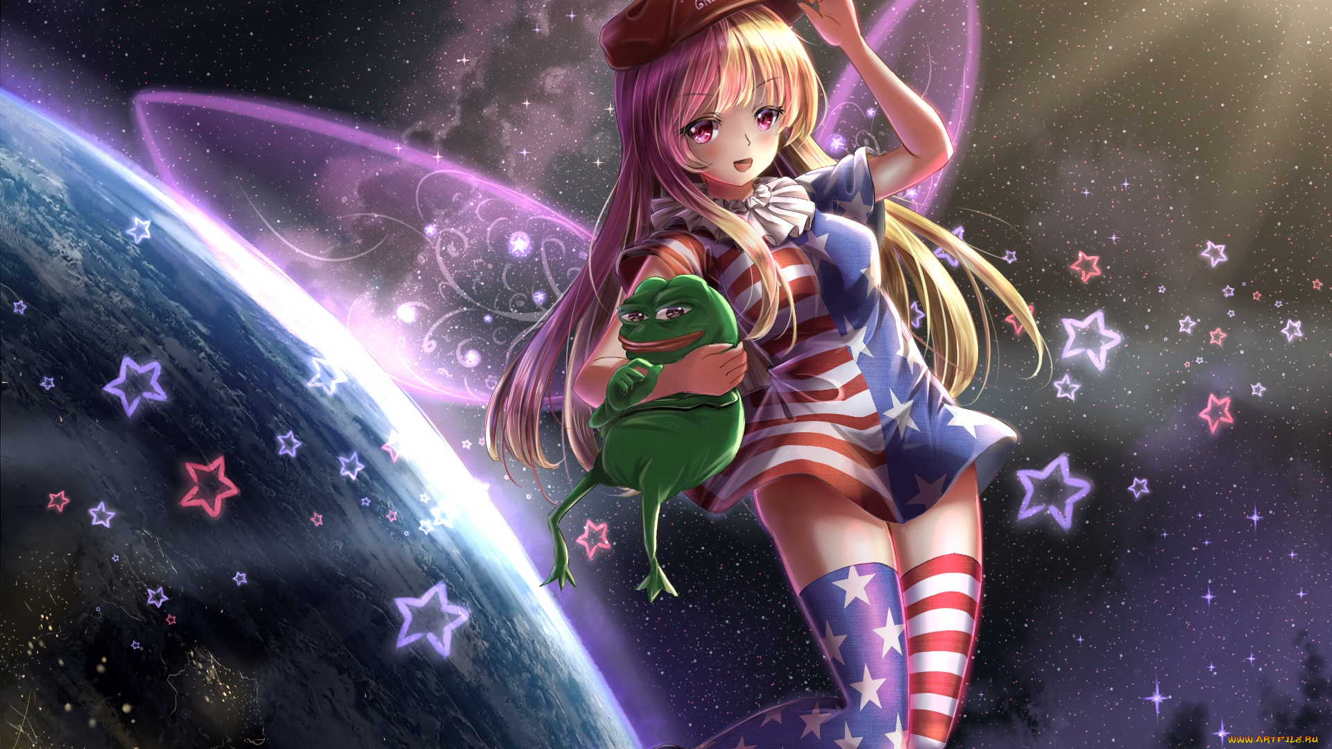 аниме, touhou, девушка, фон, взгляд