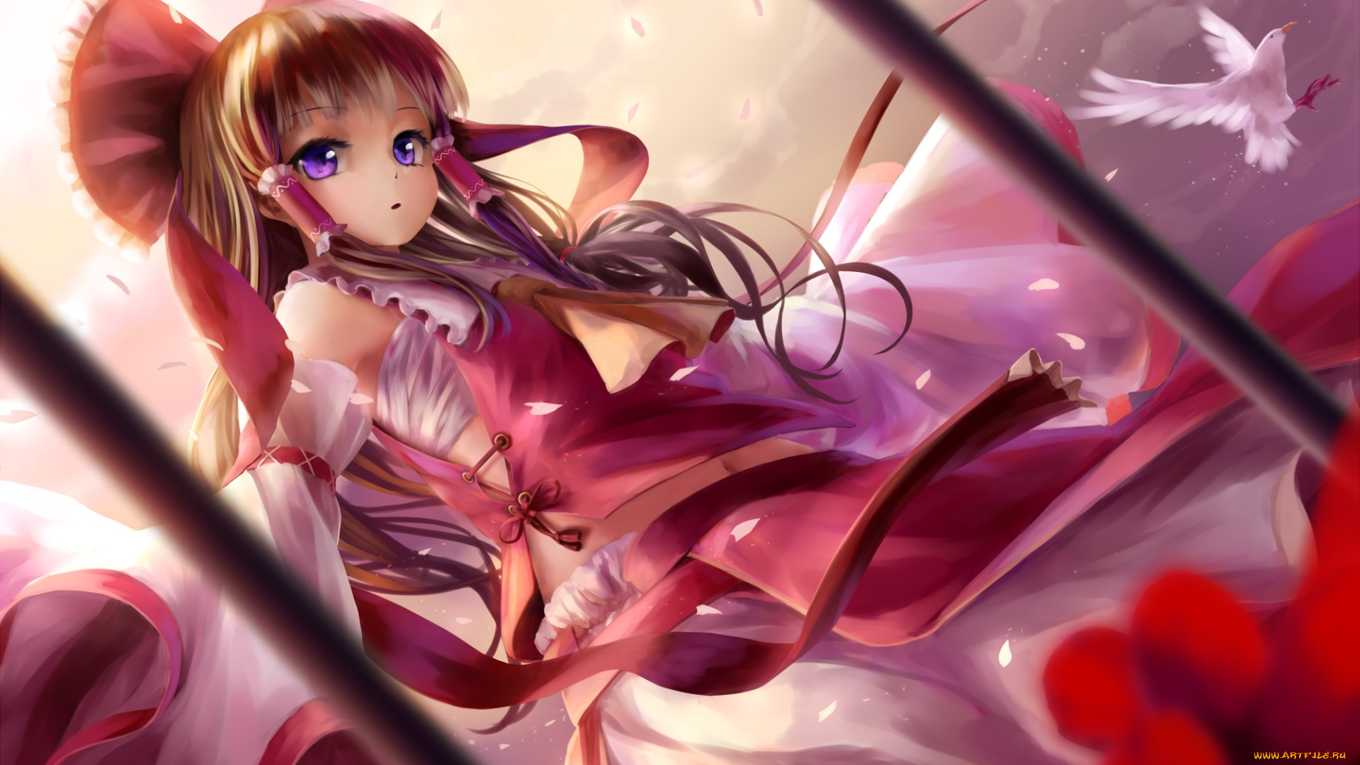 аниме, touhou, фон, девушка, взгляд