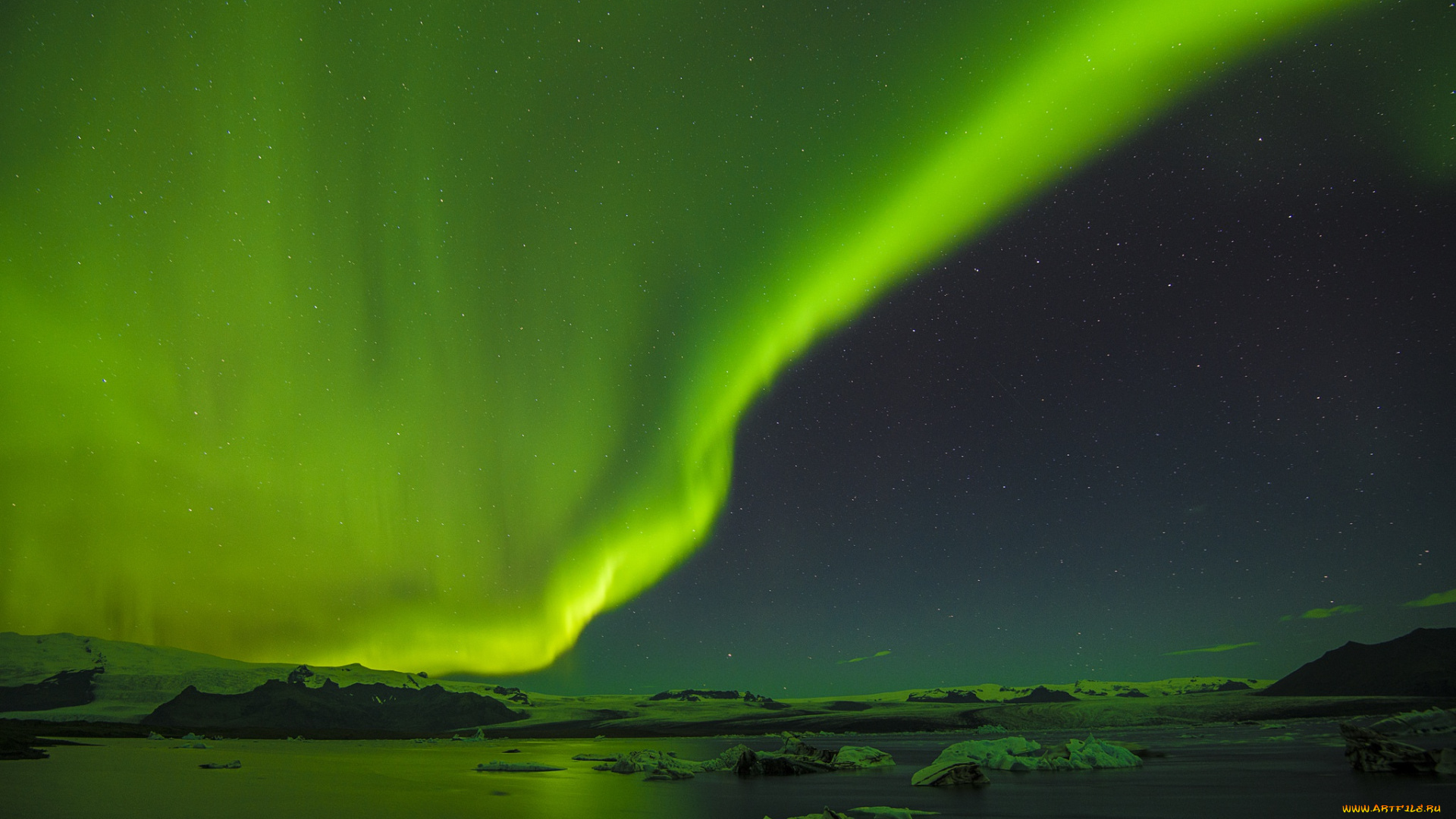 природа, северное, сияние, ночь