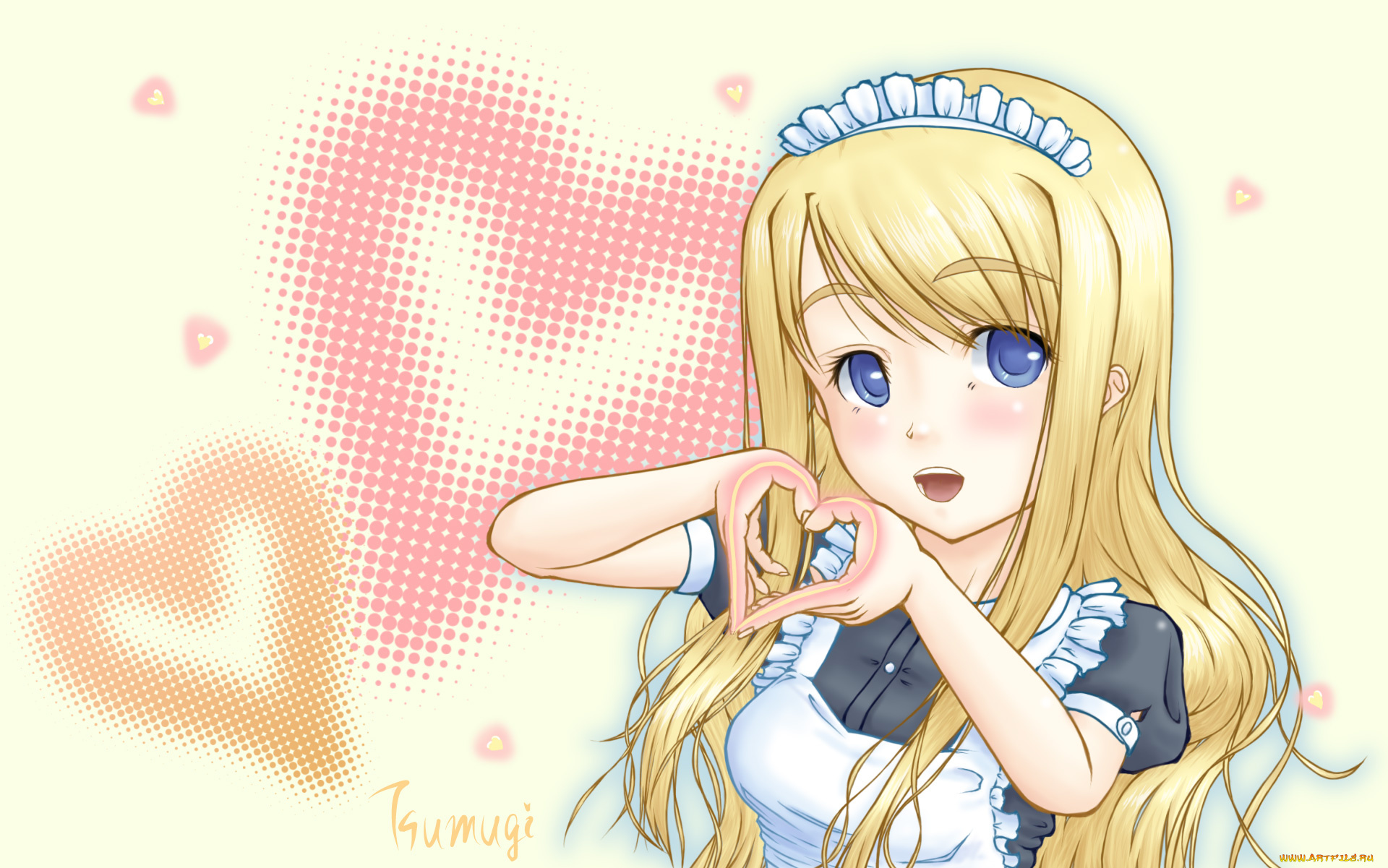 аниме, k-on, девушка, взгляд, фон