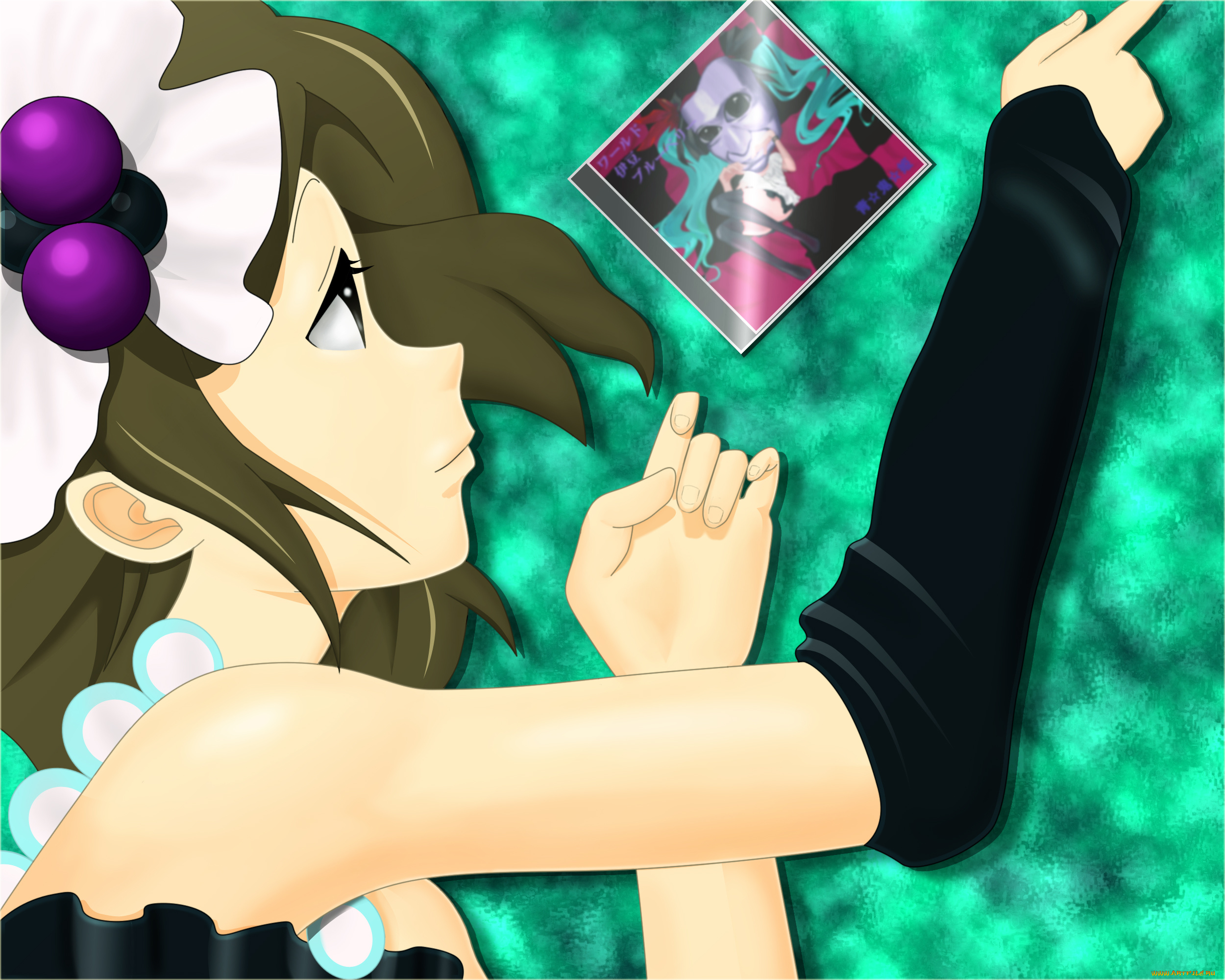 аниме, k-on, девушка, взгляд, фон