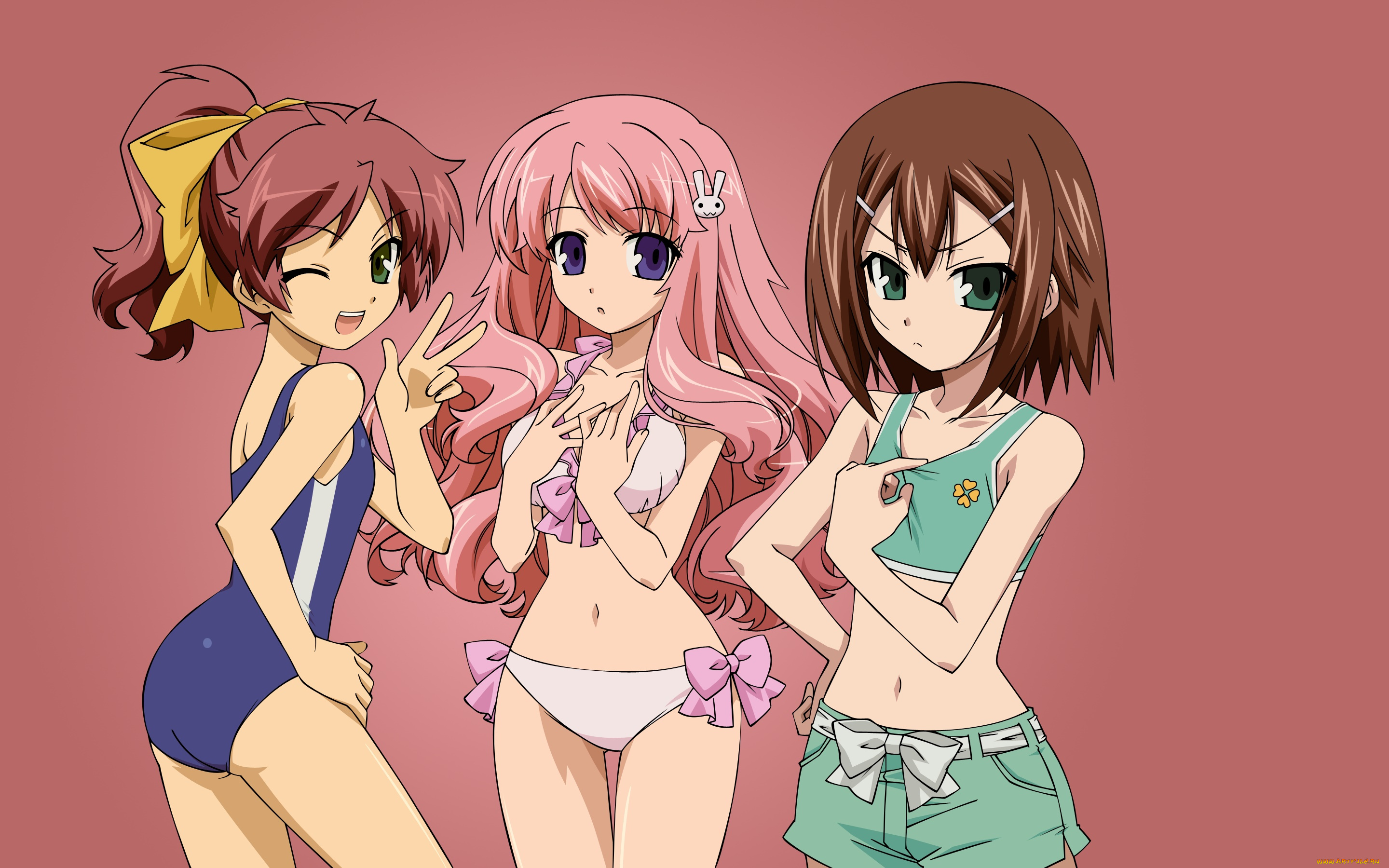 аниме, baka, to, test, to, shoukanjuu, девушки, фон, взгляд