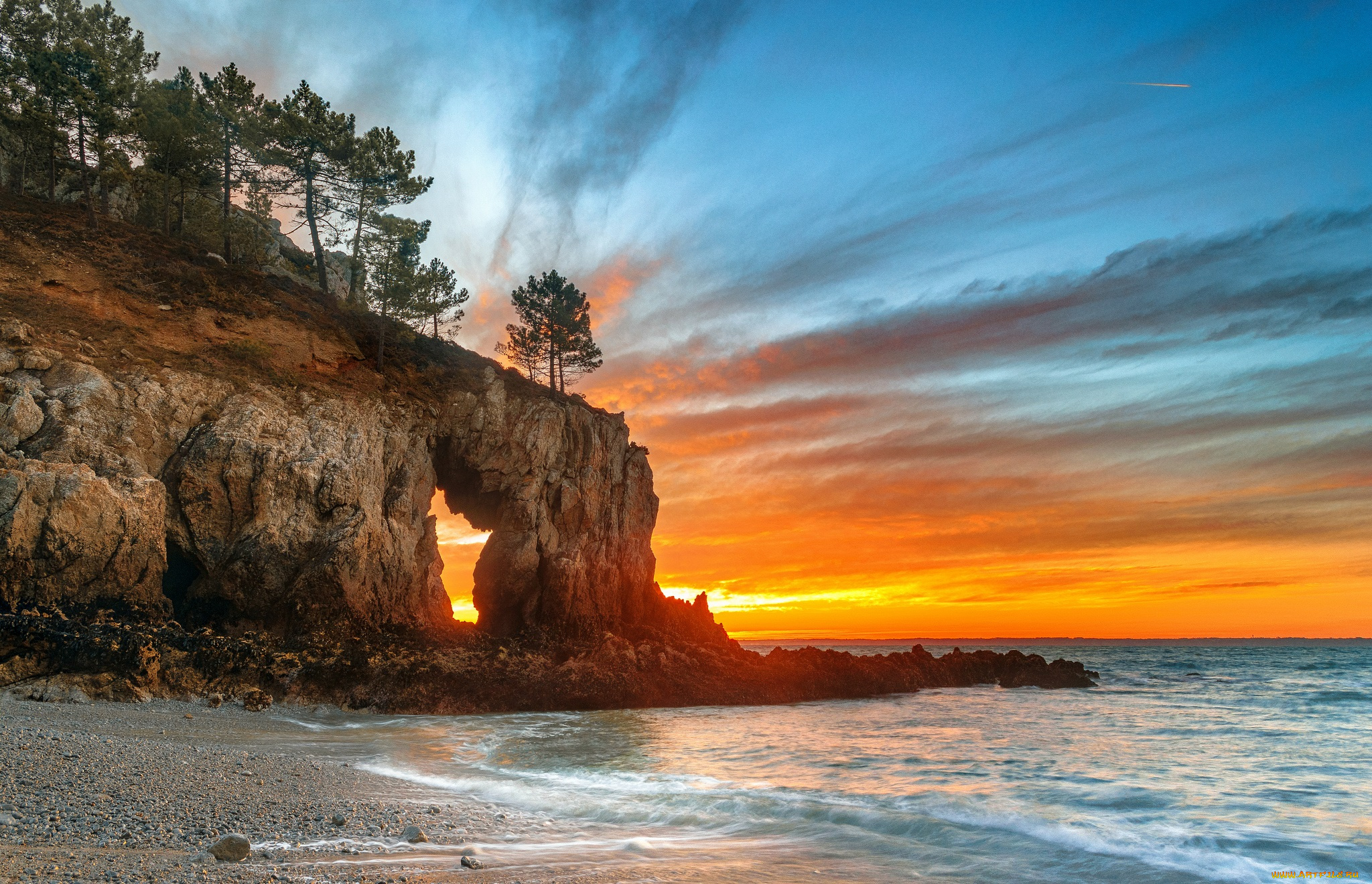 природа, побережье, простор