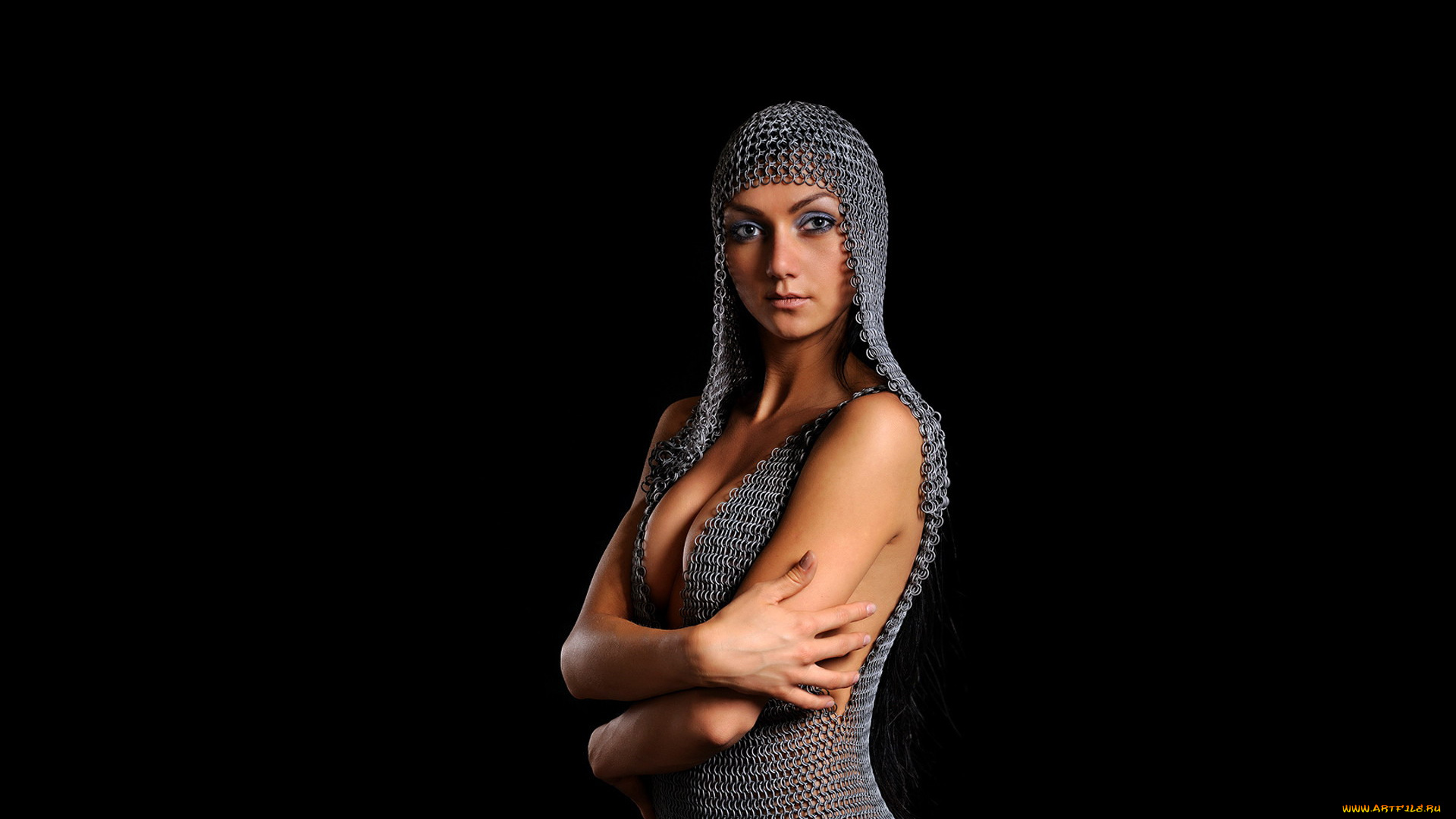 девушки, -unsort, , брюнетки, темноволосые, кольчуга, брюнетка