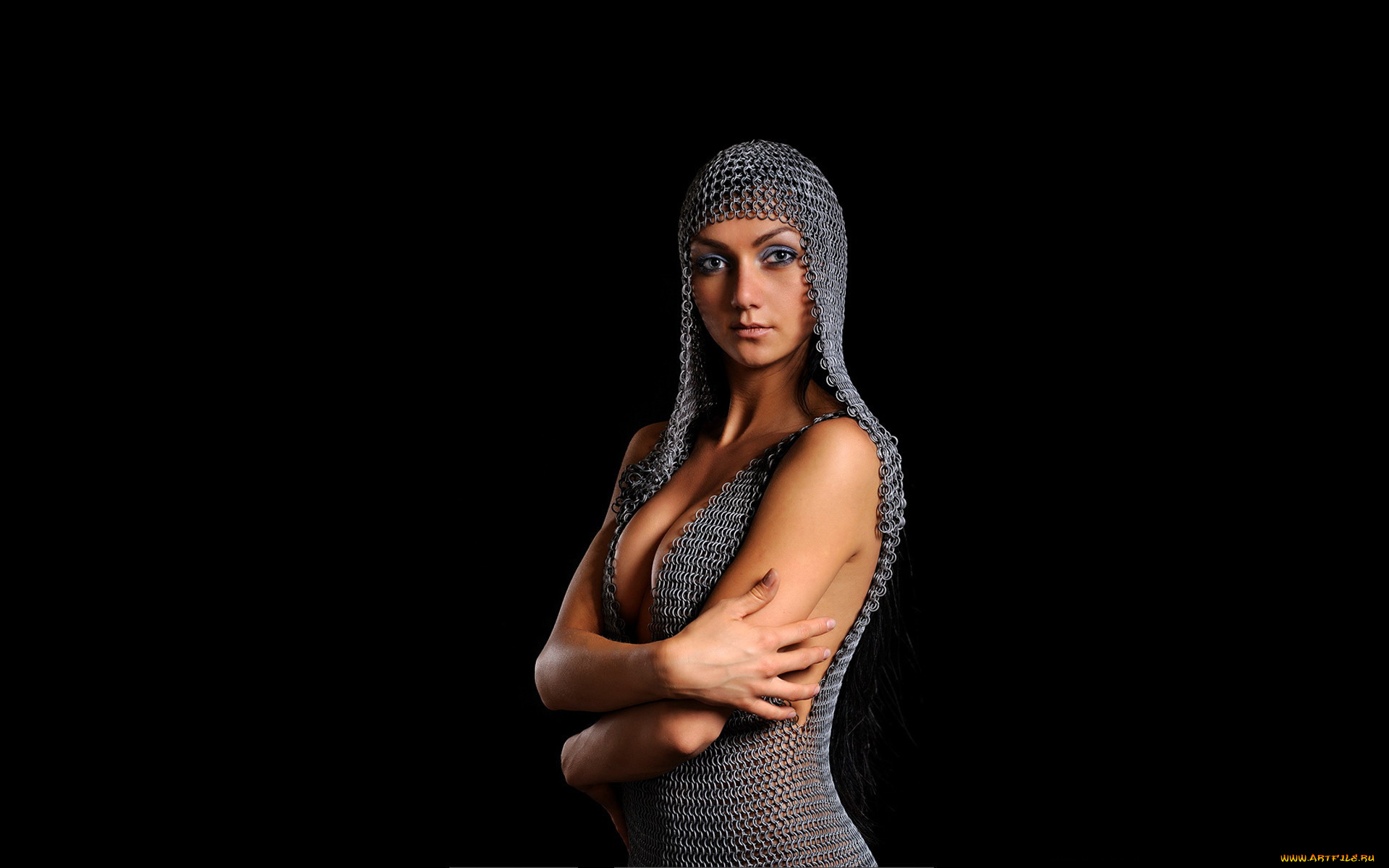 девушки, -unsort, , брюнетки, темноволосые, кольчуга, брюнетка