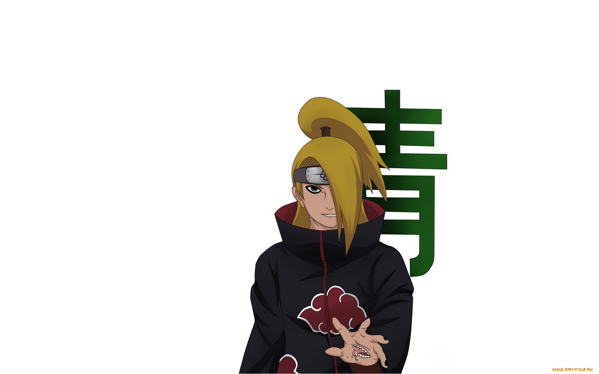 аниме, naruto, дейдара, плащ, акацки, иероглиф