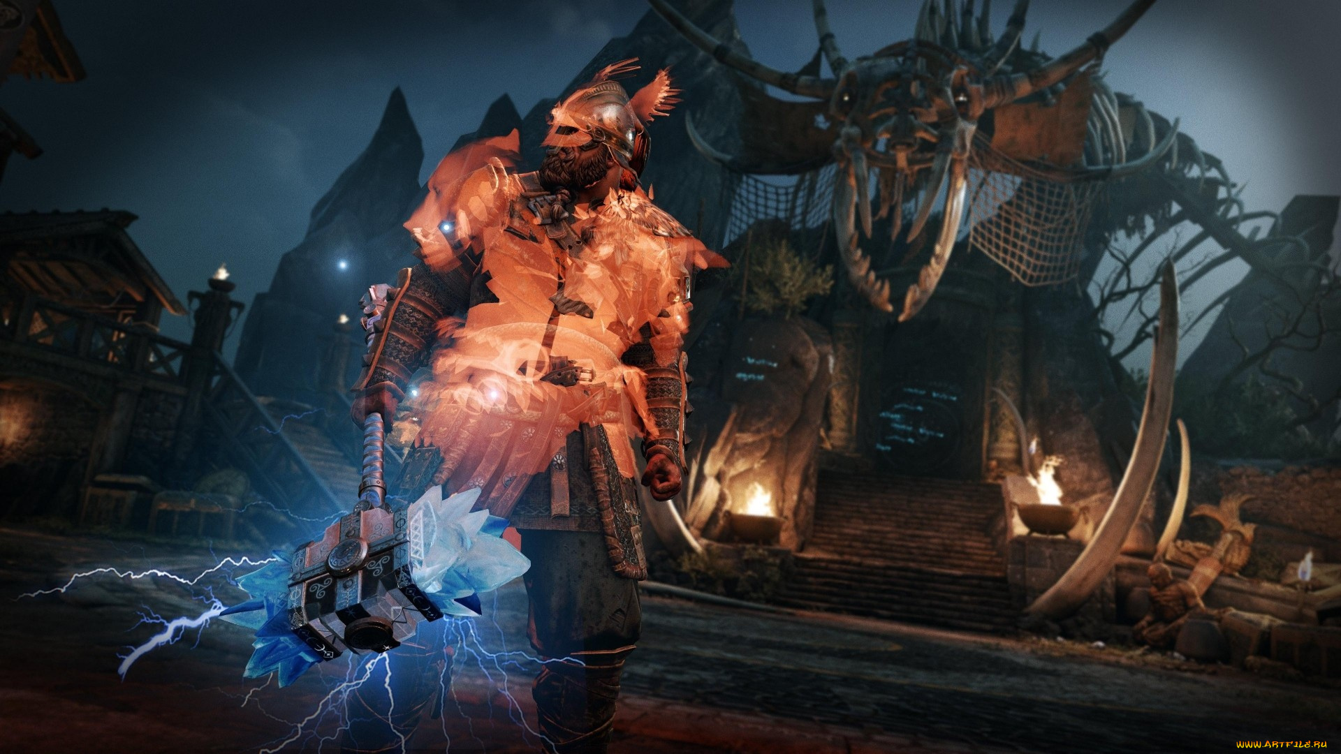 видео, игры, for, honor, , wrath, of, the, jormungandr, воин, молот