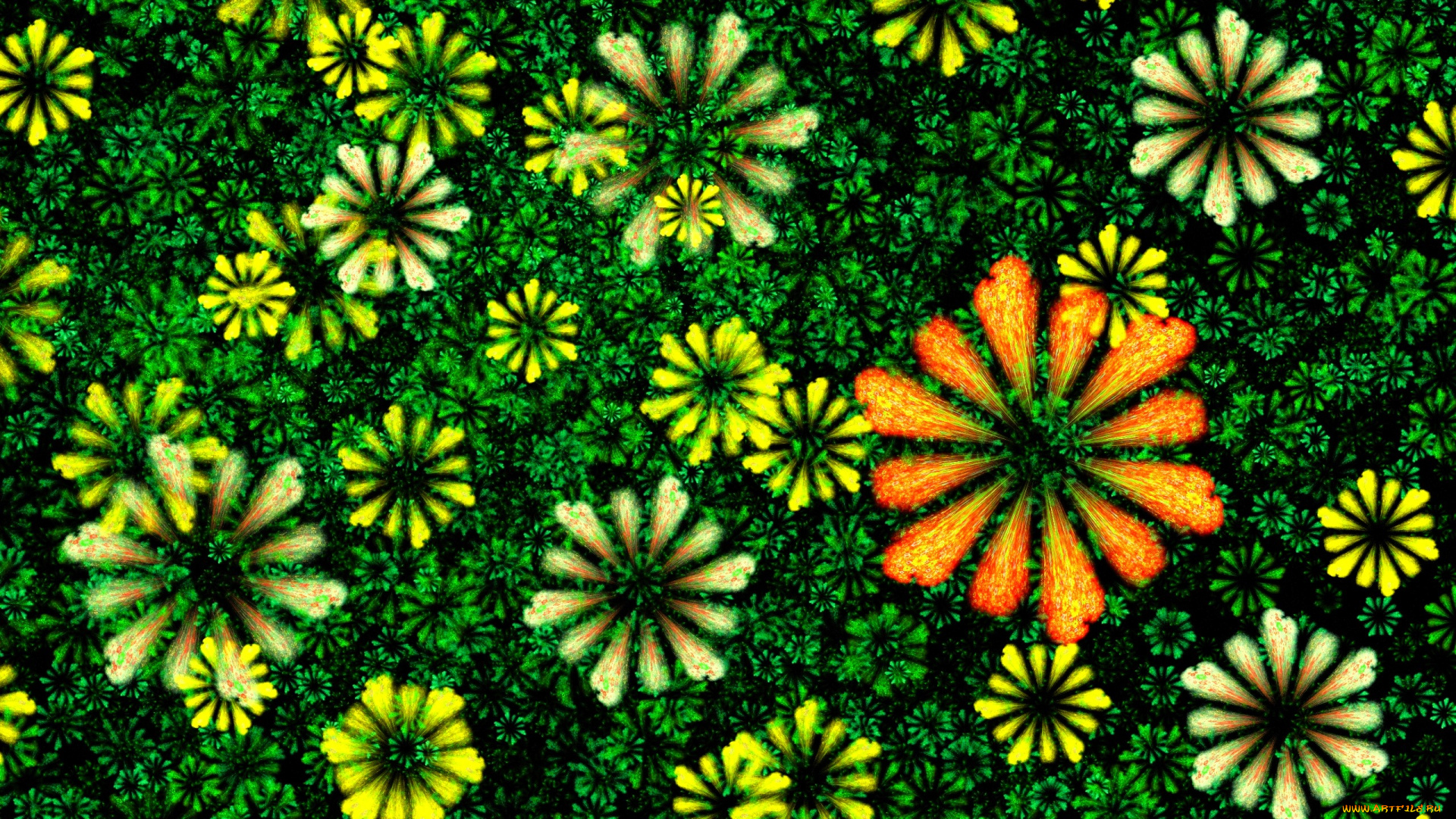 рисованное, цветы, узор