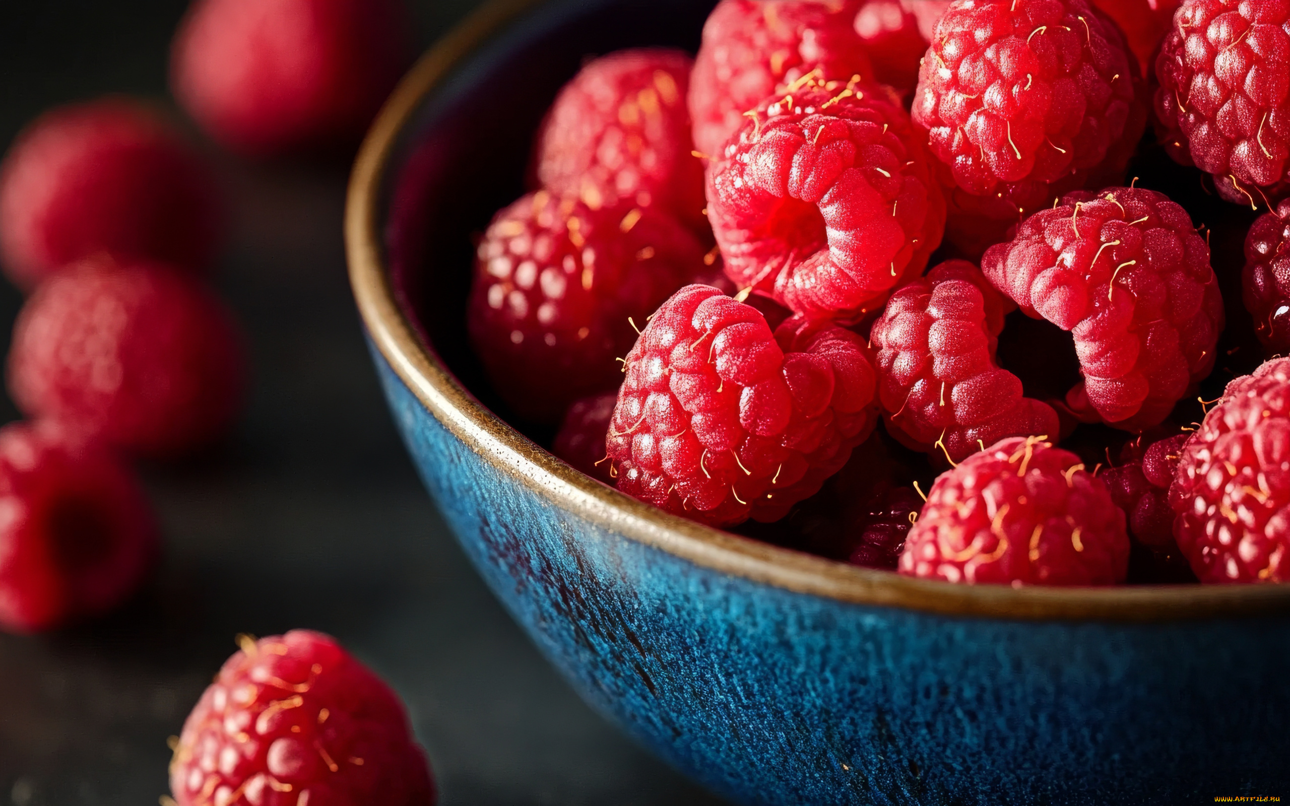 еда, малина, миска, спелая, макро