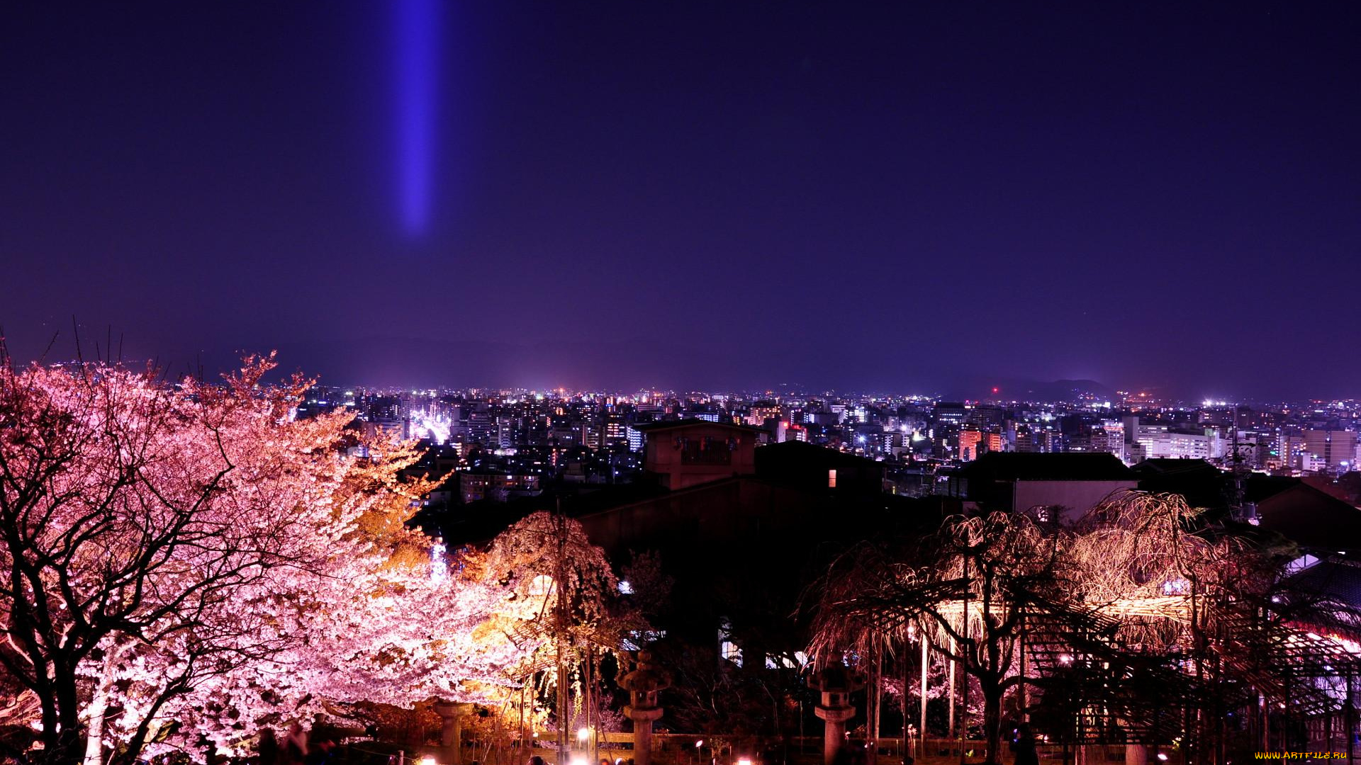 города, огни, ночного