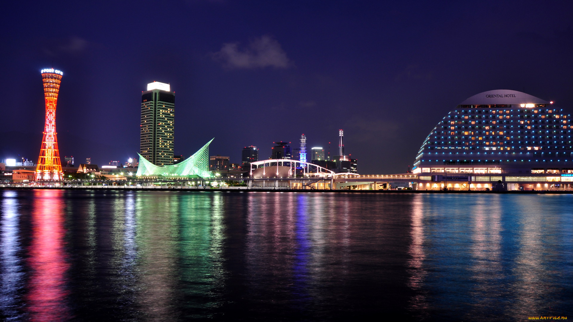 города, огни, ночного