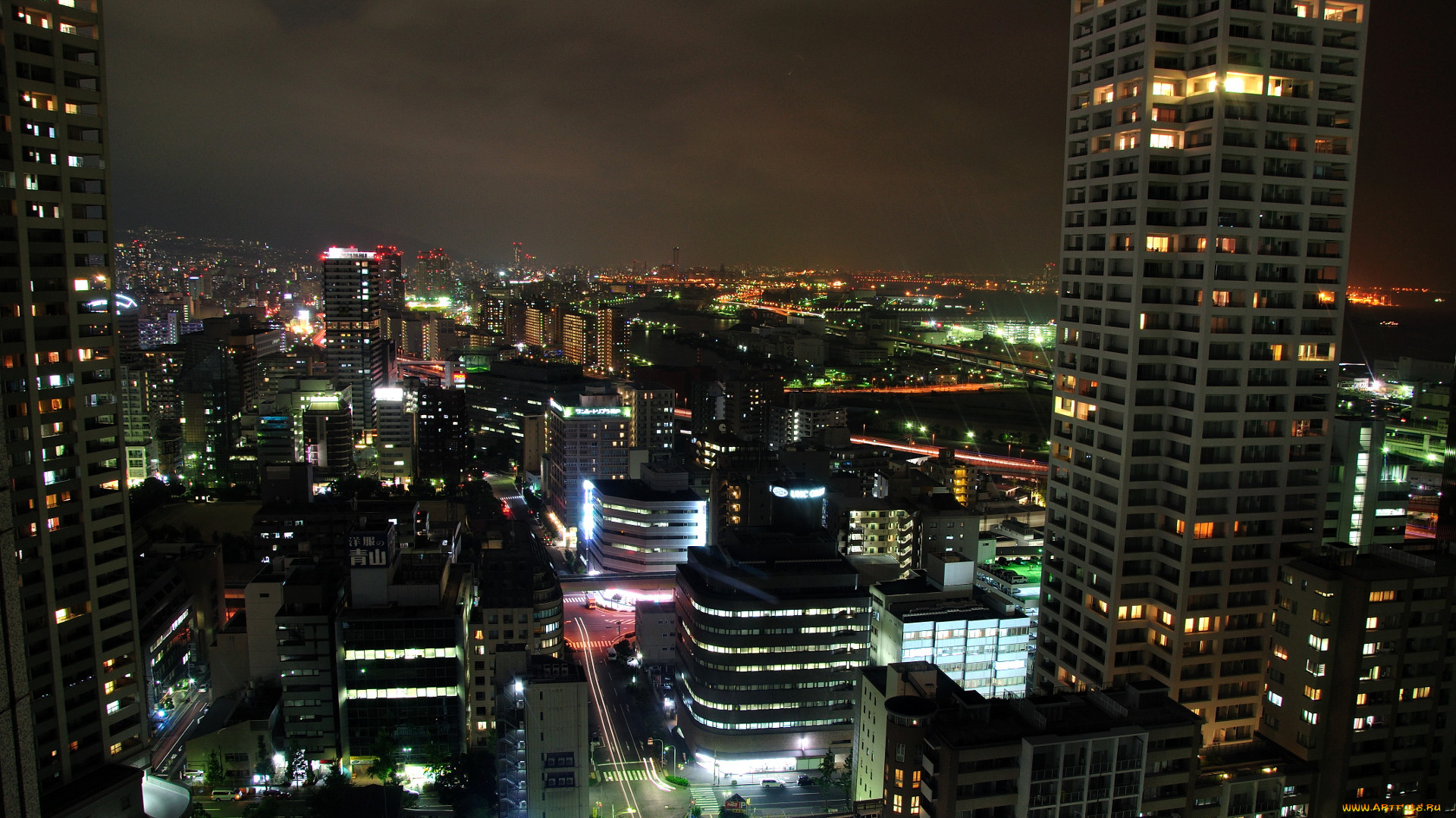 города, огни, ночного