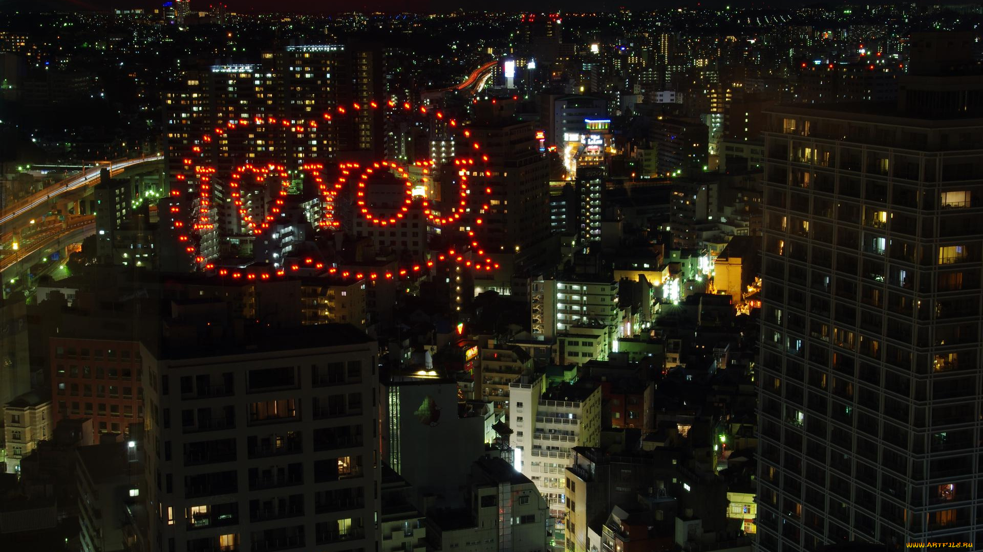 города, огни, ночного, yokohama