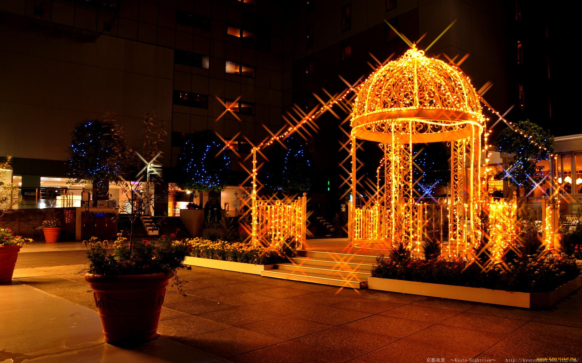 города, огни, ночного