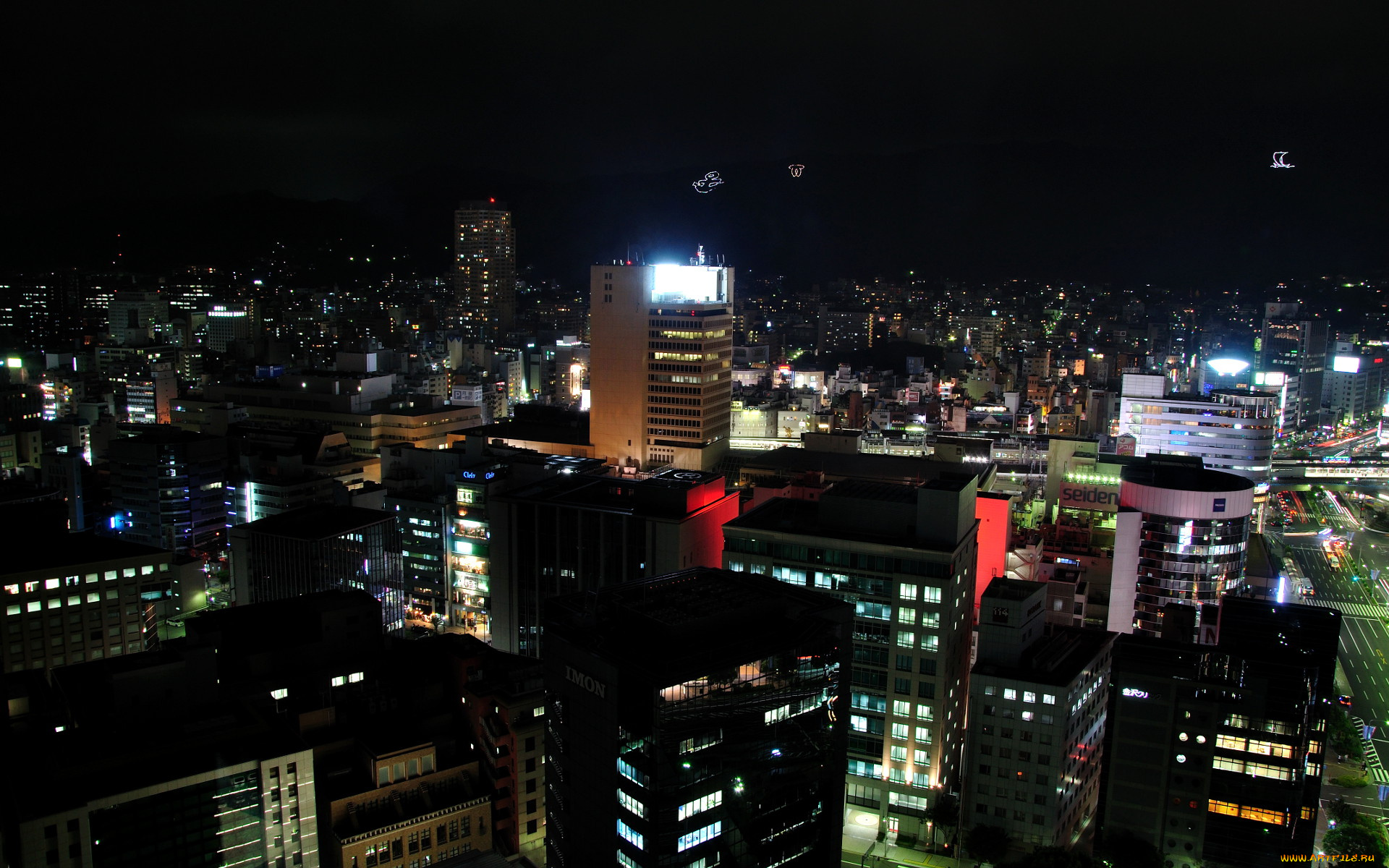 города, огни, ночного