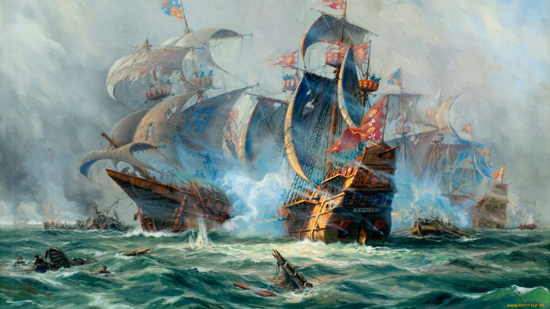 adolf, bock, рисованные, корабли, сражение, парусники