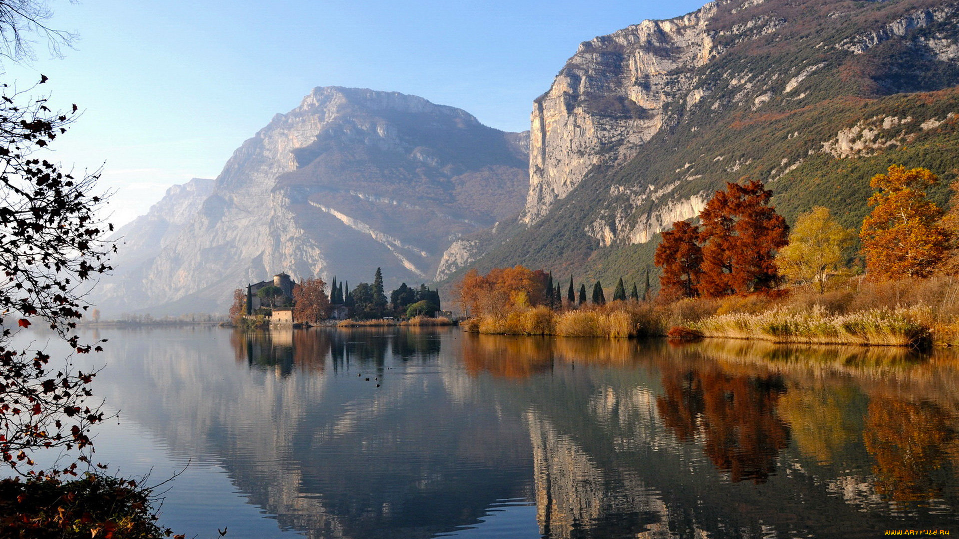 природа, реки, озера, пейзаж, горы, озеро, осень, деревья