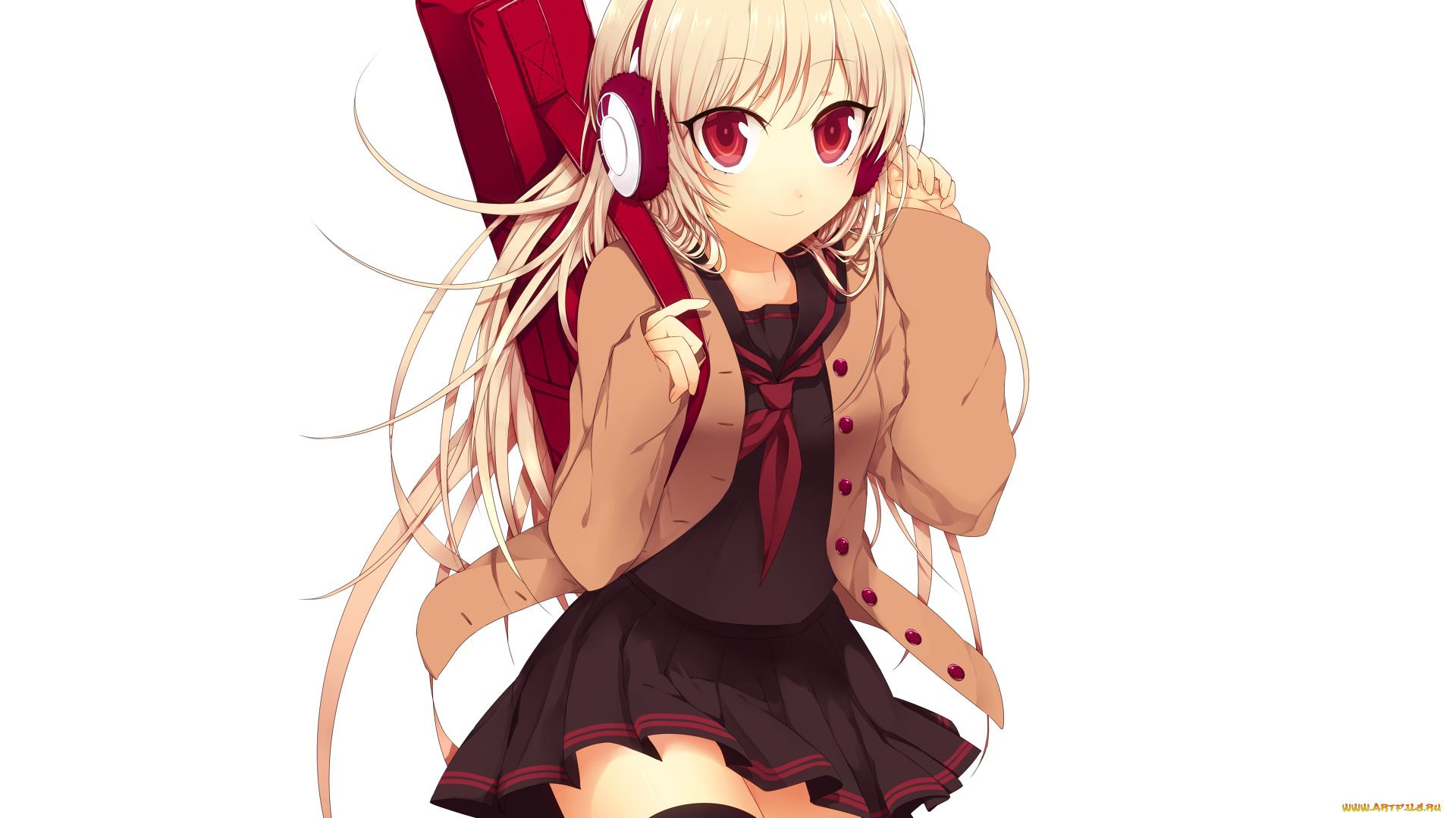 аниме, headphones, instrumental, девушка, наушники, футляр, форма