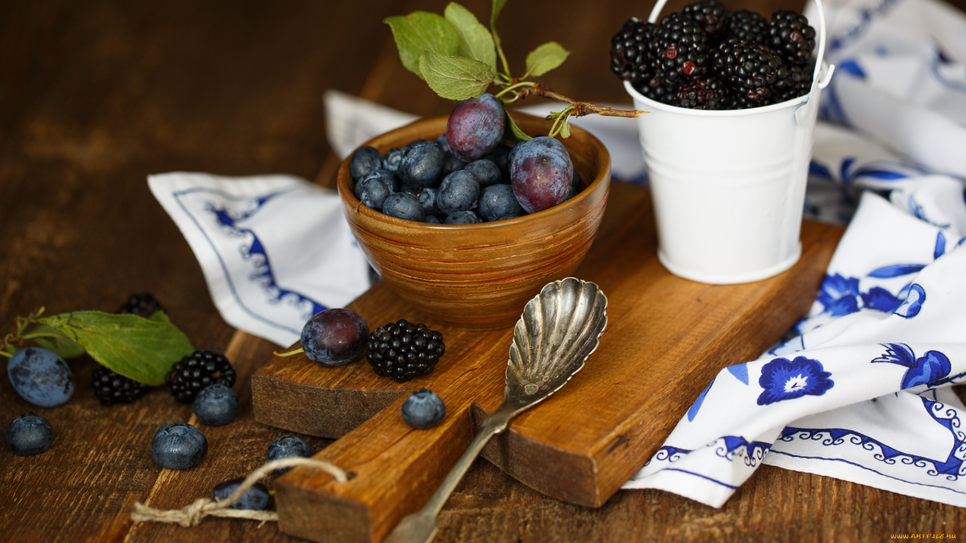 еда, фрукты, , ягоды, голубика, сливы, ежевика