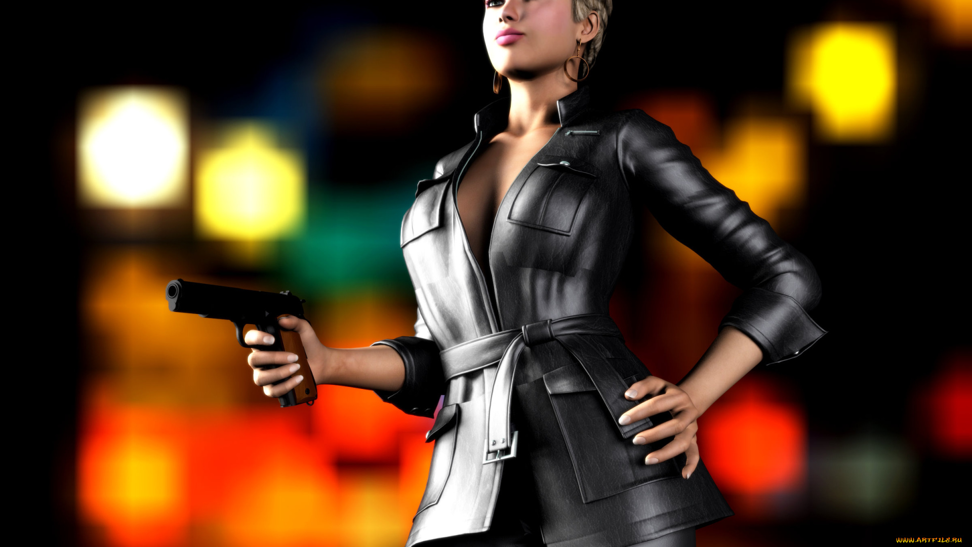 3д, графика, люди, , people, фон, взгляд, девушка, оружие