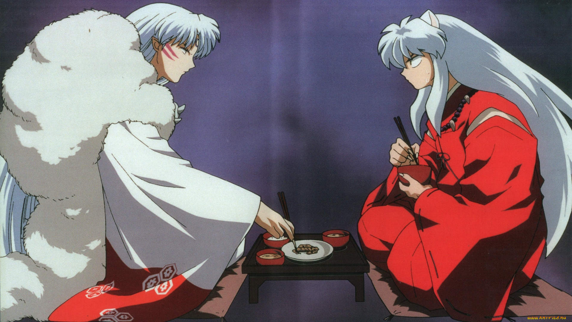 аниме, inuyasha, демоны, парни, скан, еда, братья, сешимару, инуяша