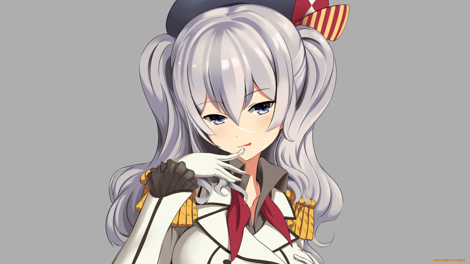 аниме, kantai, collection, девушка, взгляд, фон, шляпа