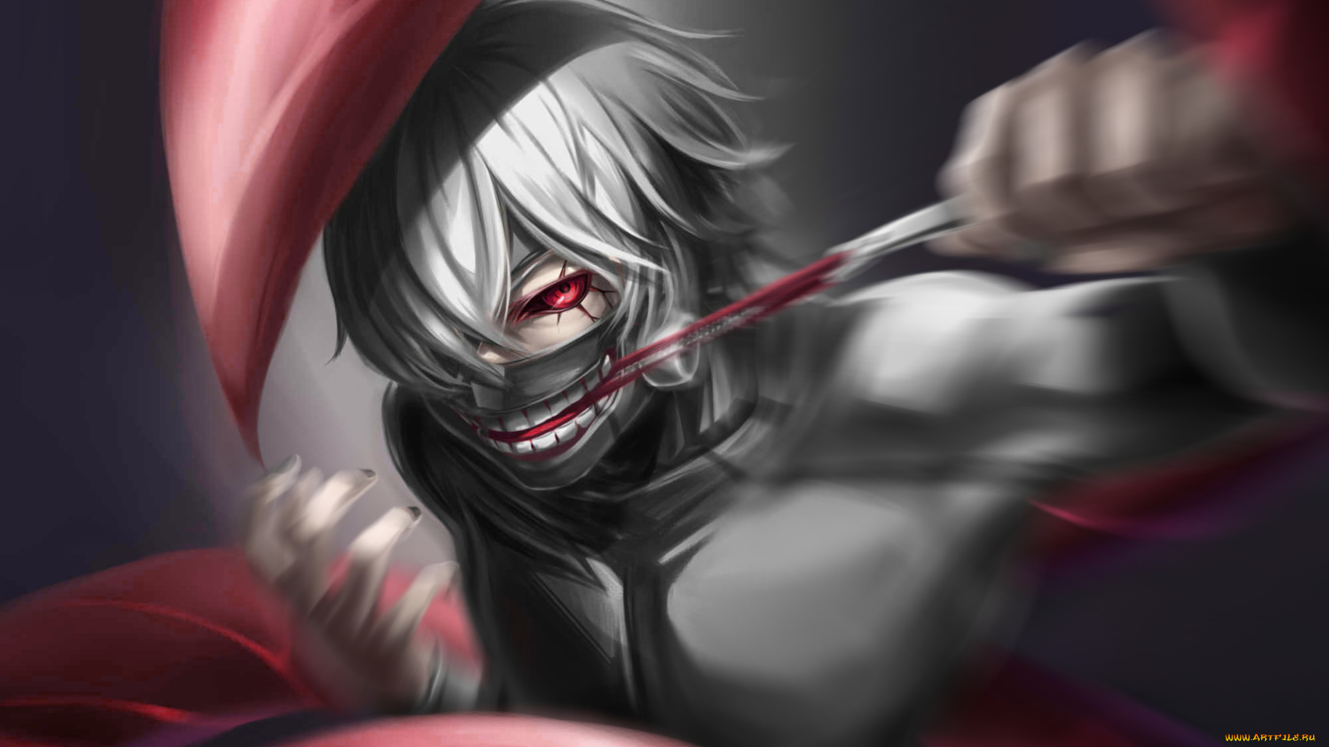 аниме, tokyo, ghoul, tokyo, ghoul, токийский, гуль, замок, жест, упырь, когти, маска, взгляд, глаз, парень, kaneki, ken, art