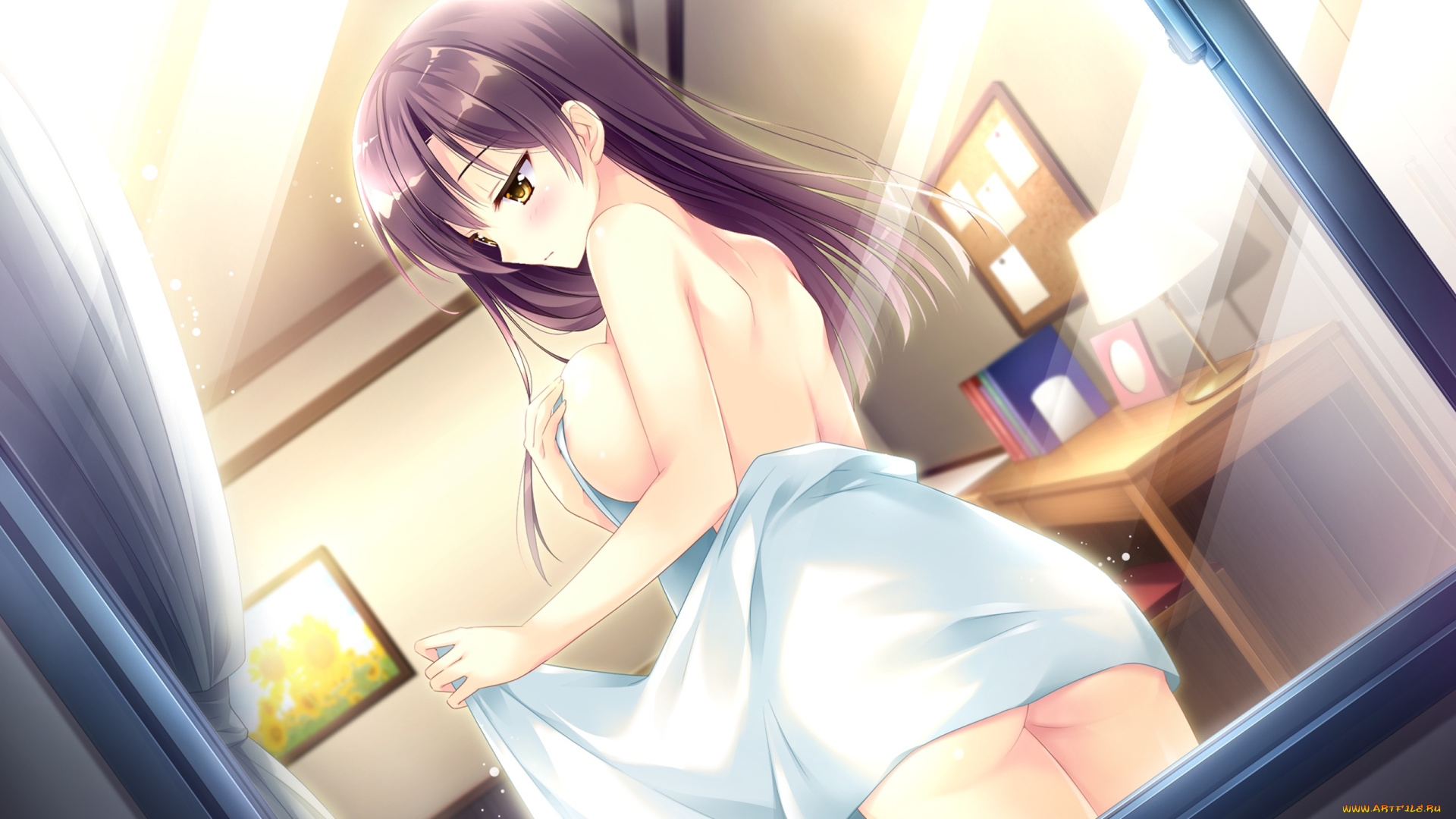 аниме, unknown, , другое, девушка, взгляд, фон, интерьер