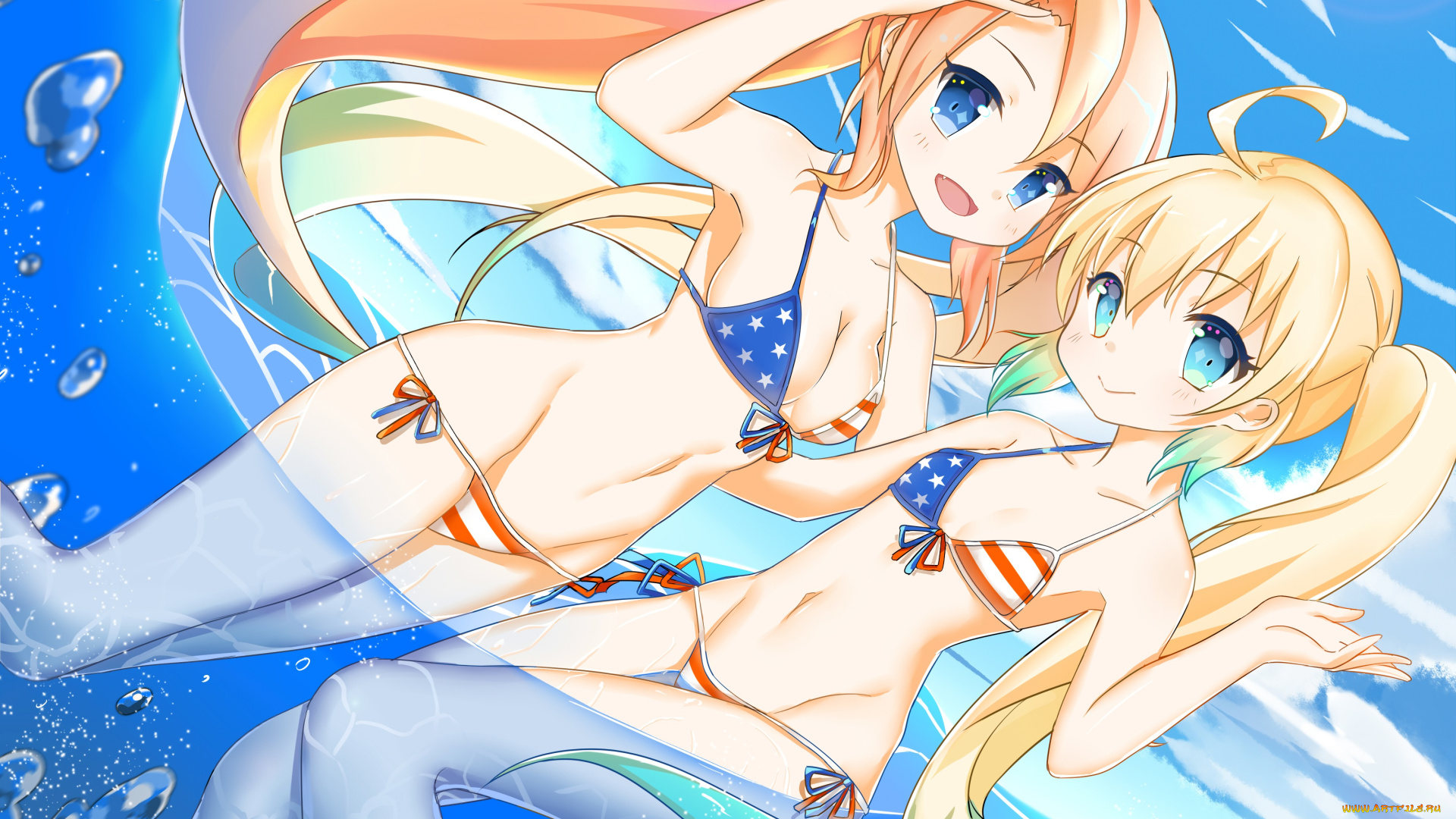 аниме, unknown, , другое, xian-meat-stuffing, девочки, albacore, море, лето, вода, uss, archerfish, арт, zhanjian, shaonu