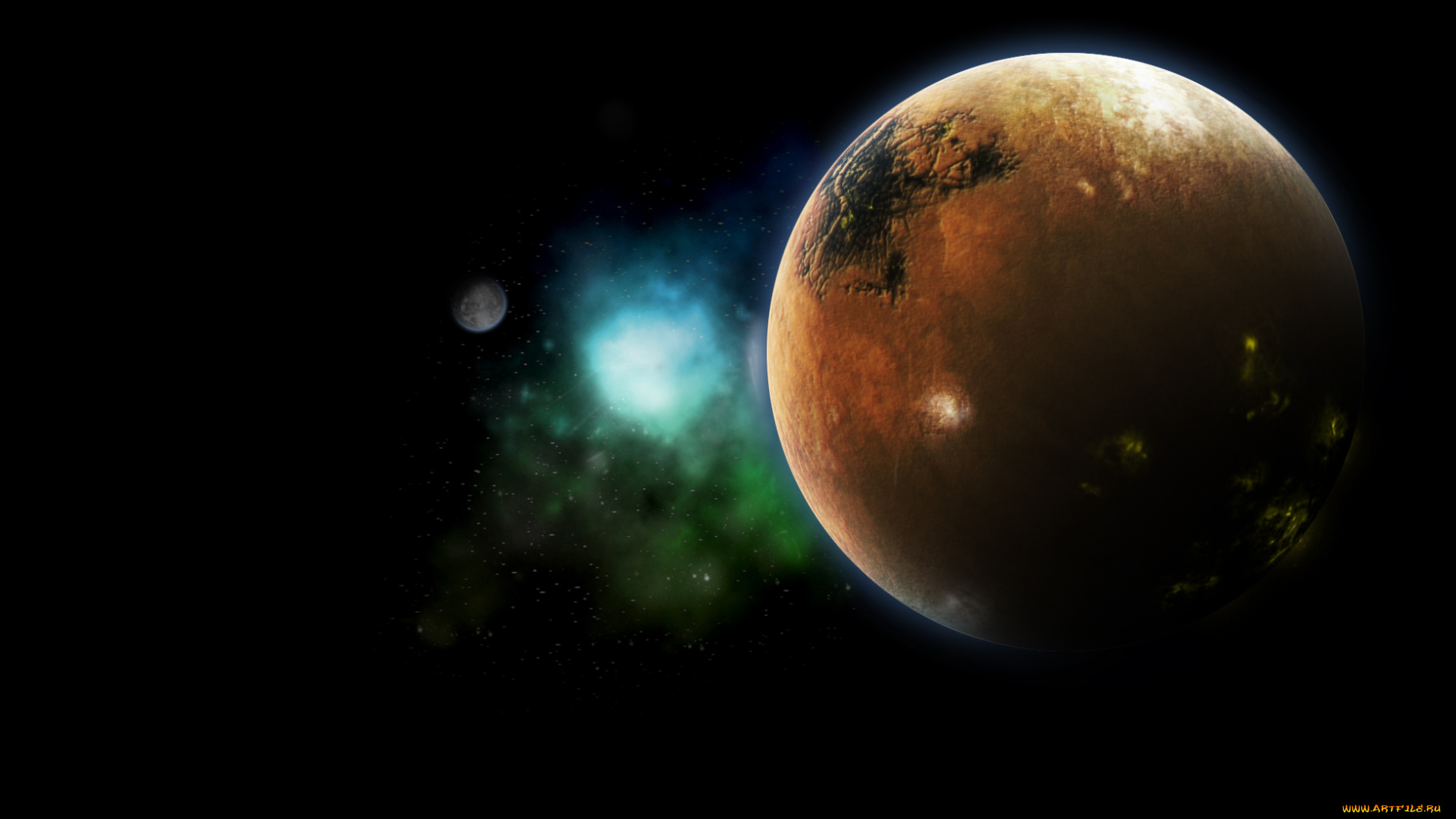 космос, арт, галактика, вселенная, звезды, планеты