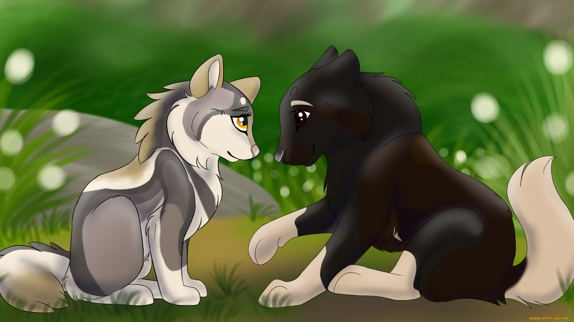 рисованное, животные, , собаки, фон, щенки