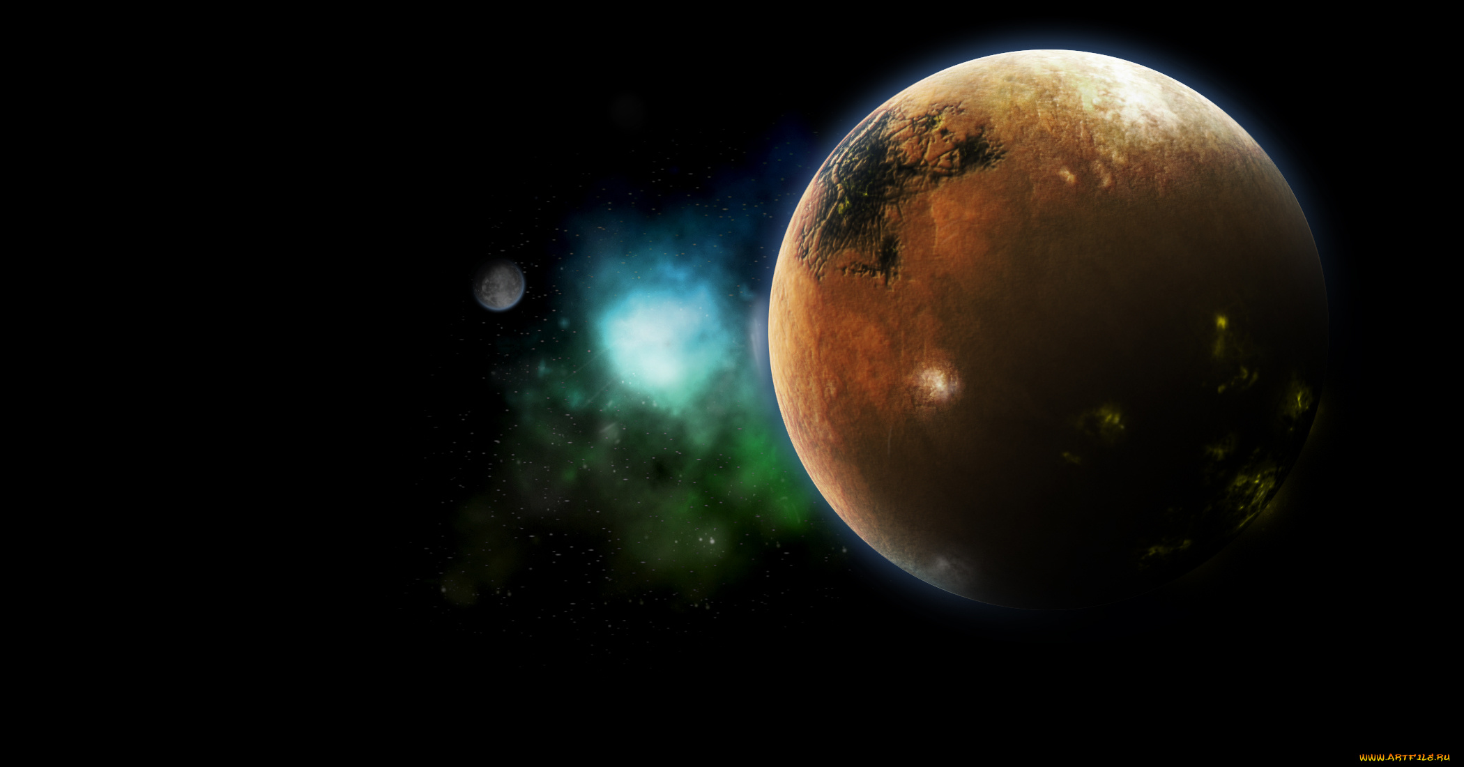 космос, арт, галактика, вселенная, звезды, планеты