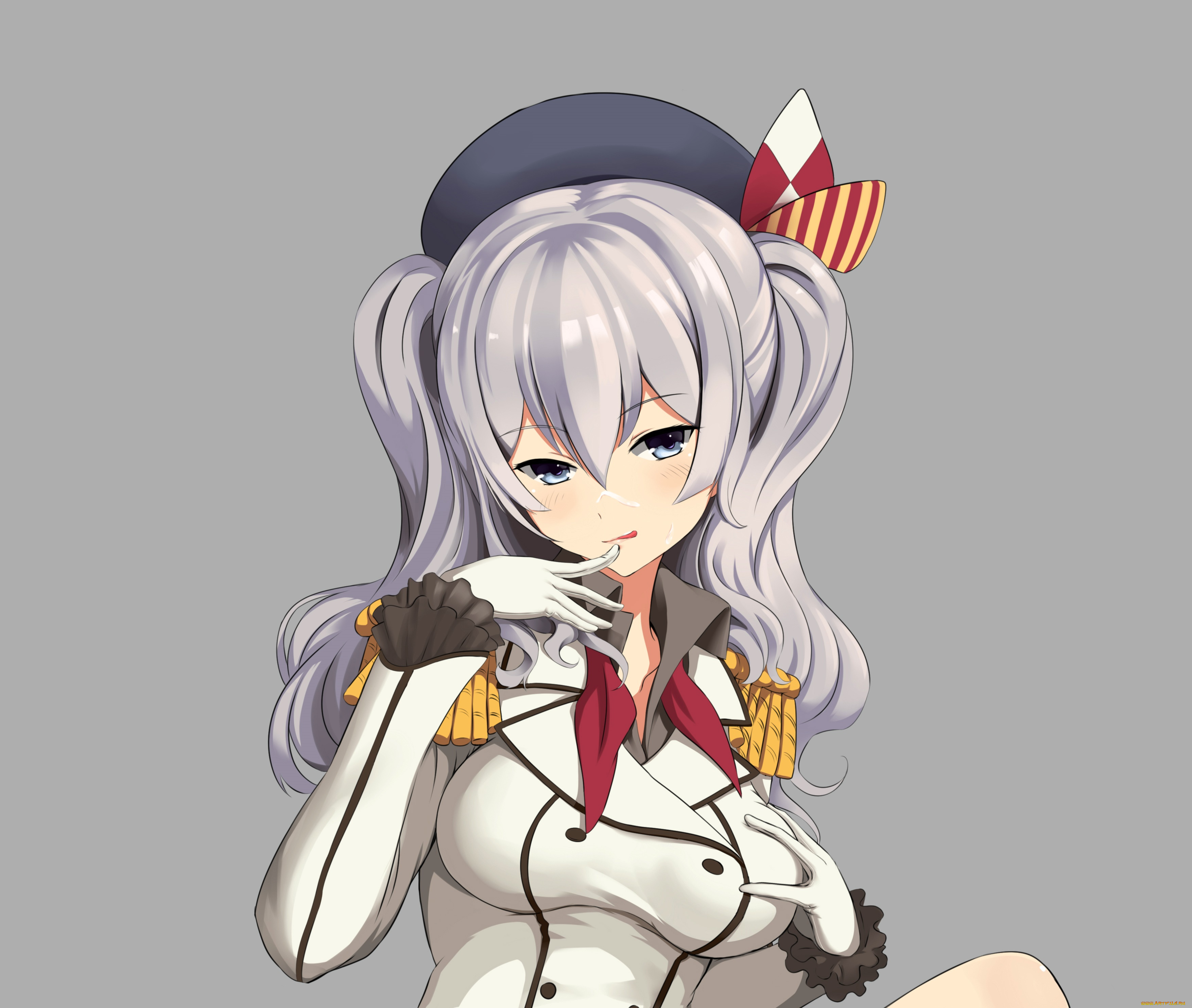 аниме, kantai, collection, девушка, взгляд, фон, шляпа