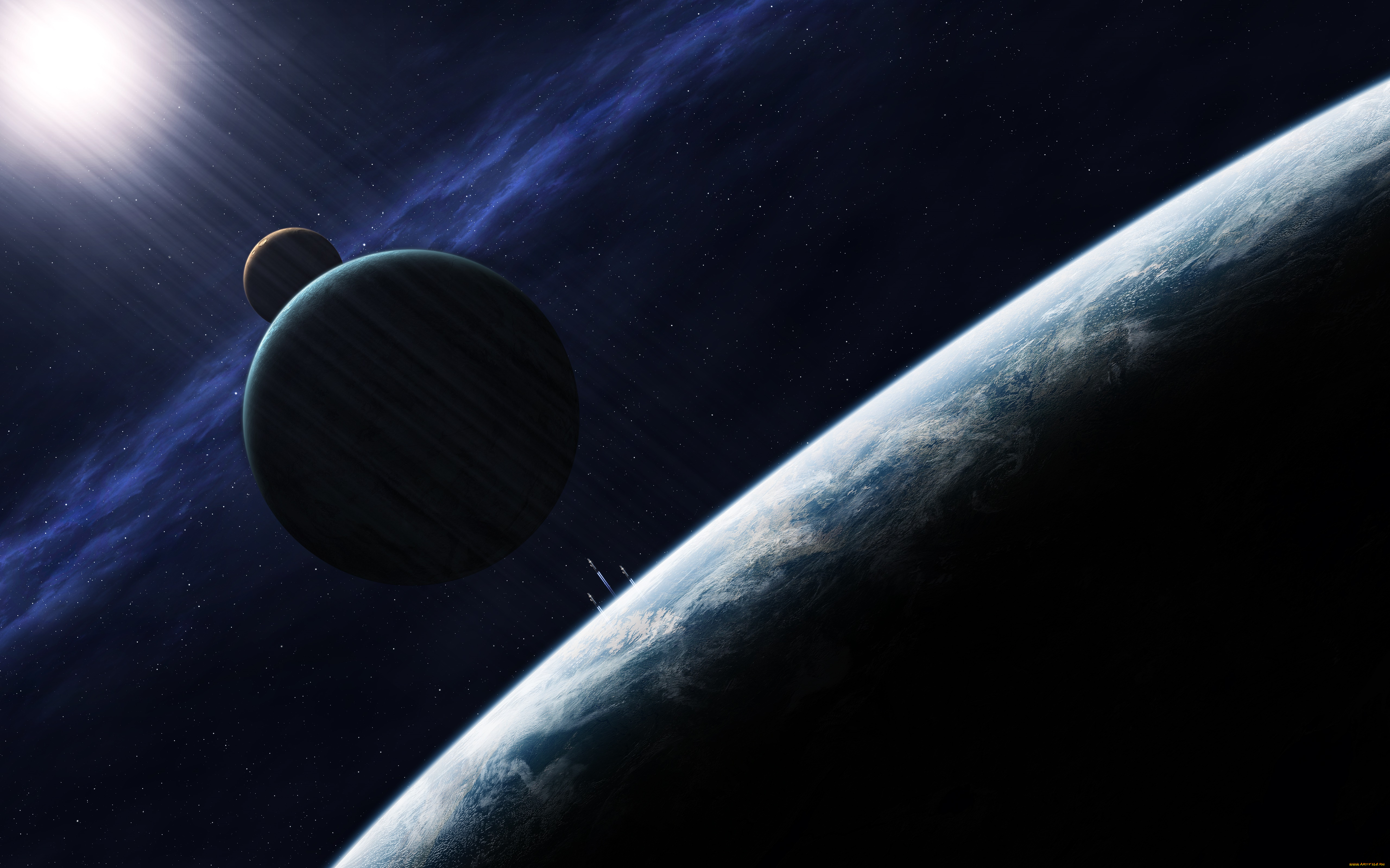 космос, арт, звезды, планеты, галактика, вселенная