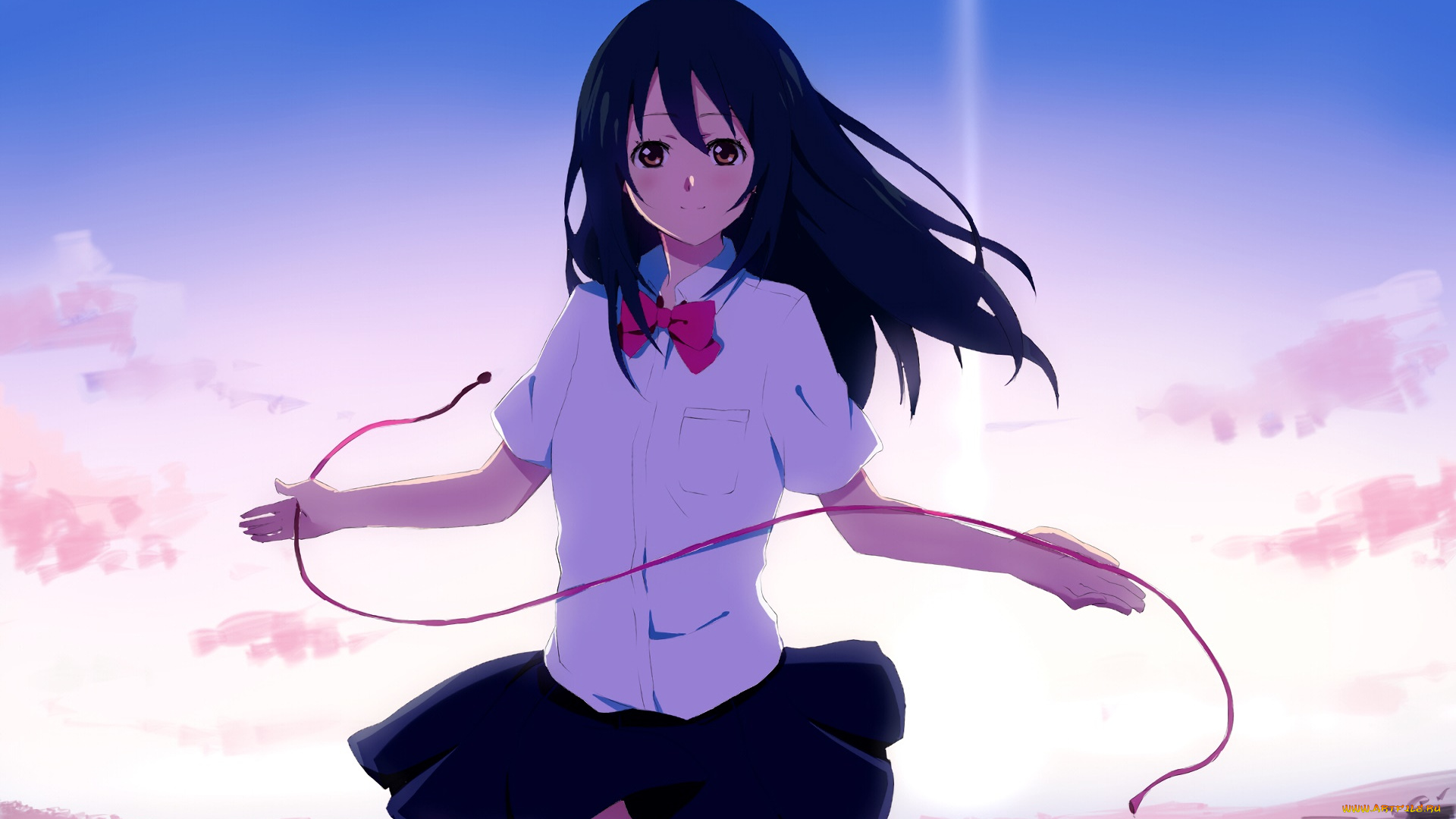 аниме, kimi, no, na, wa, девушка, фон, взгляд