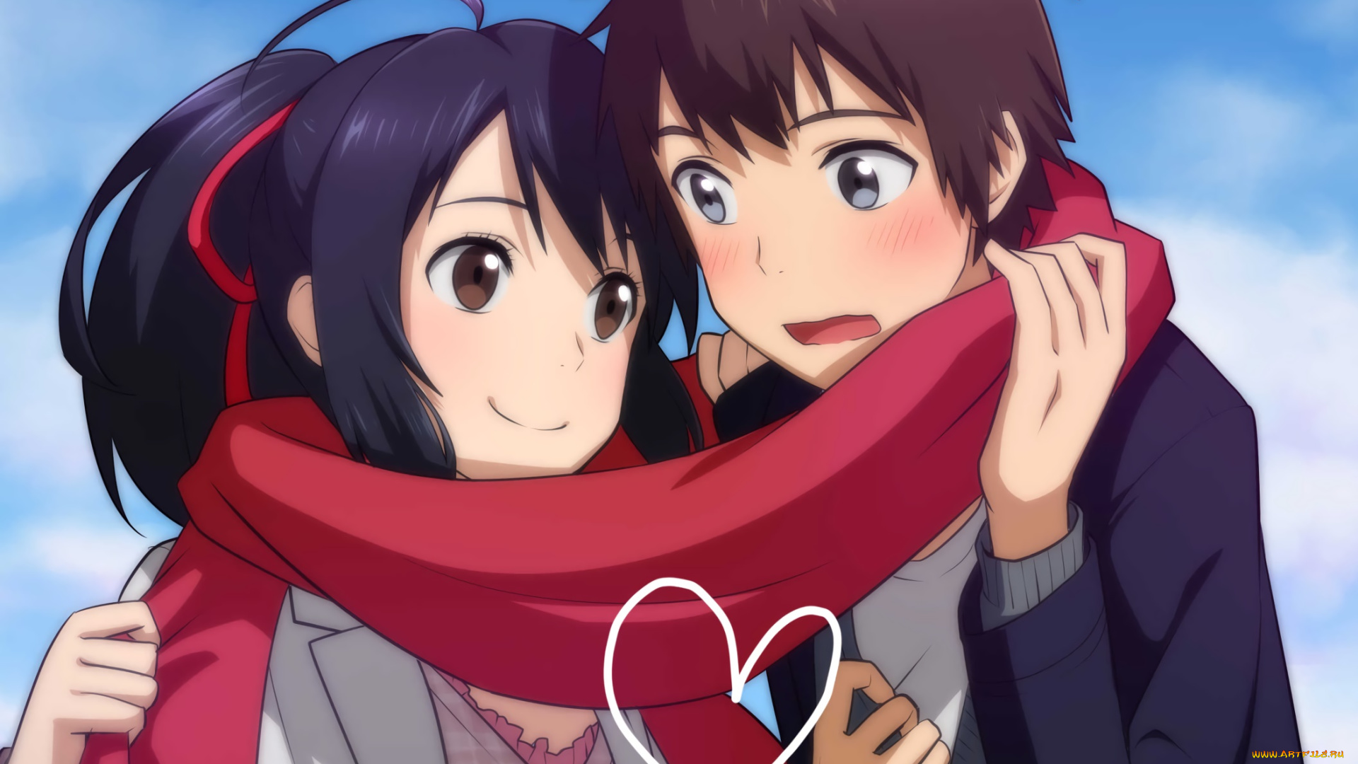 аниме, kimi, no, na, wa, парень, девушка, фон, взгляд