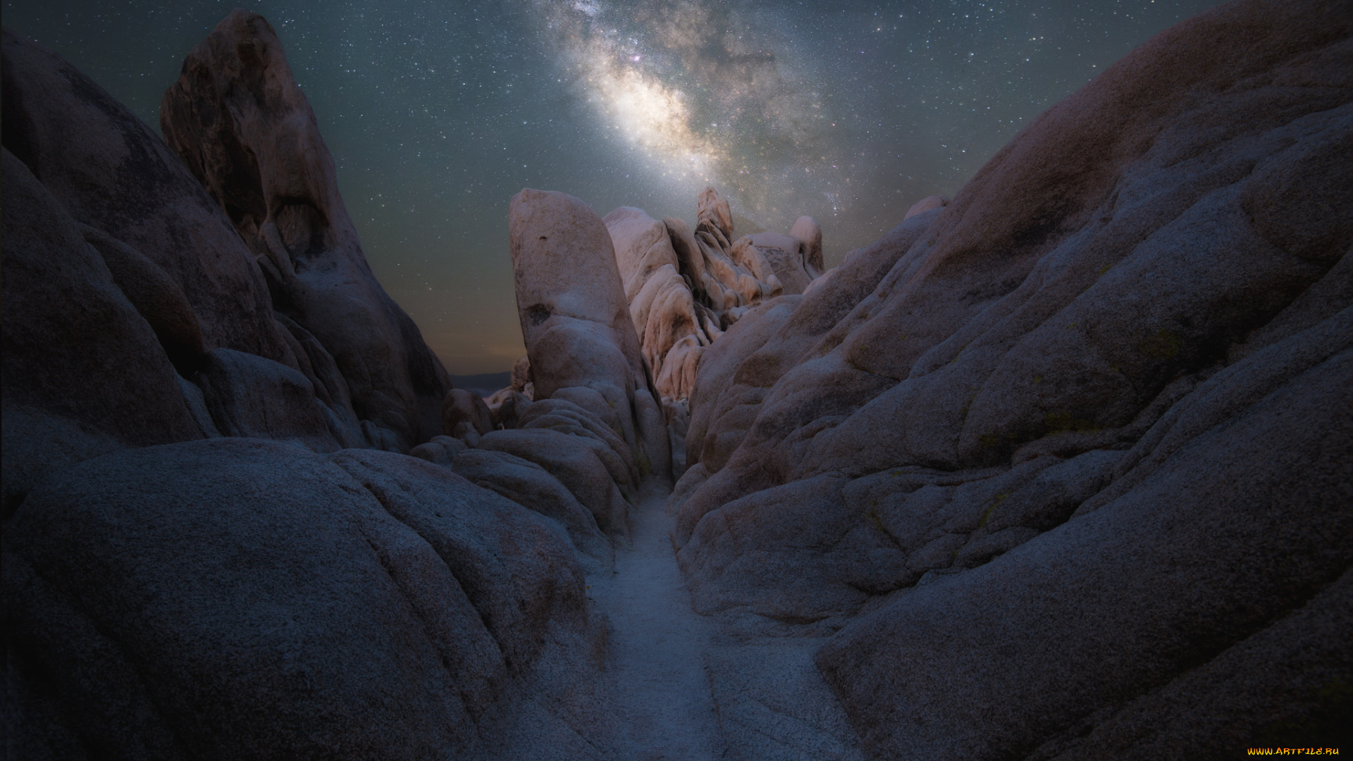 природа, горы, national, park, небо, joshua, tree, млечный, путь, ночь, камни