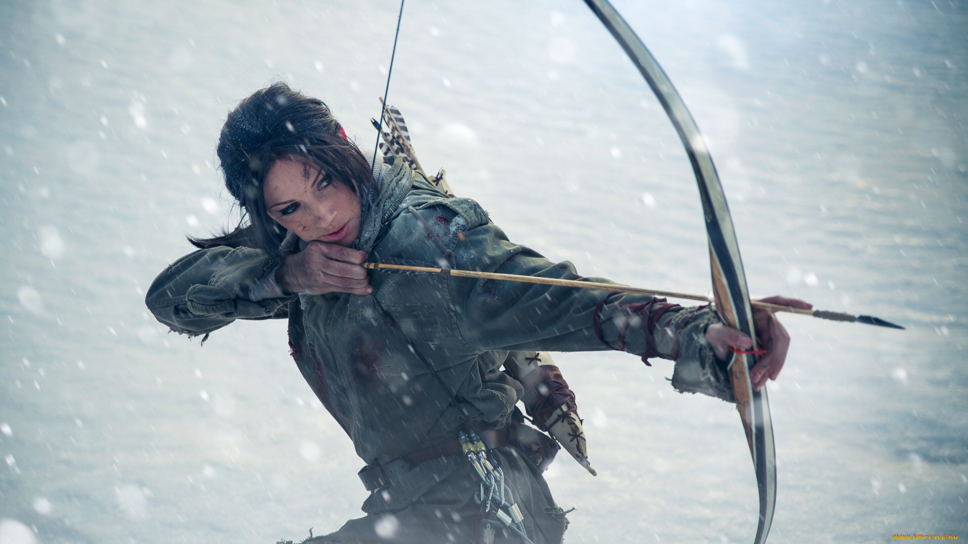 разное, cosplay, , косплей, стрела, девушка, лук, фон, jenn, croft