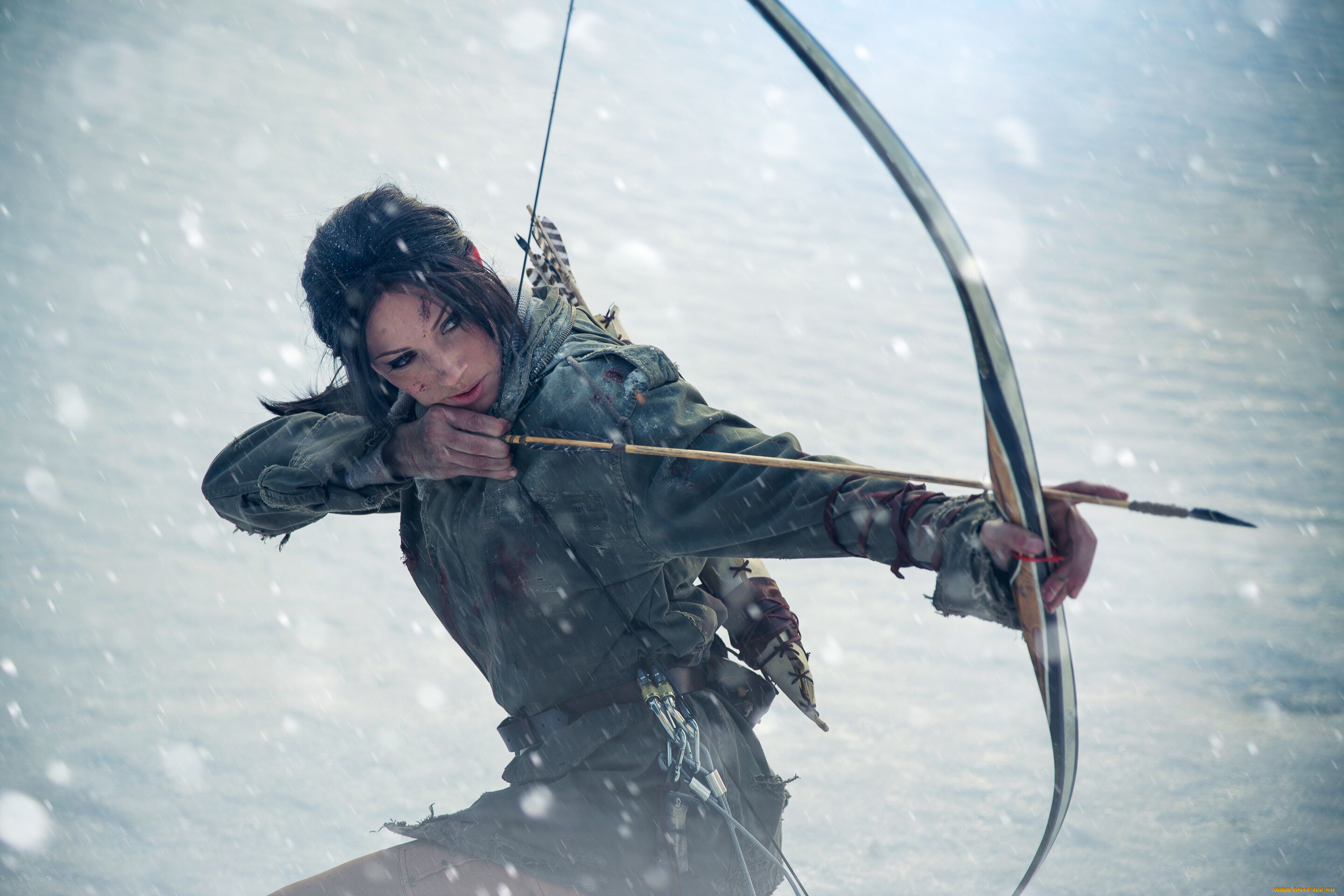 разное, cosplay, , косплей, стрела, девушка, лук, фон, jenn, croft