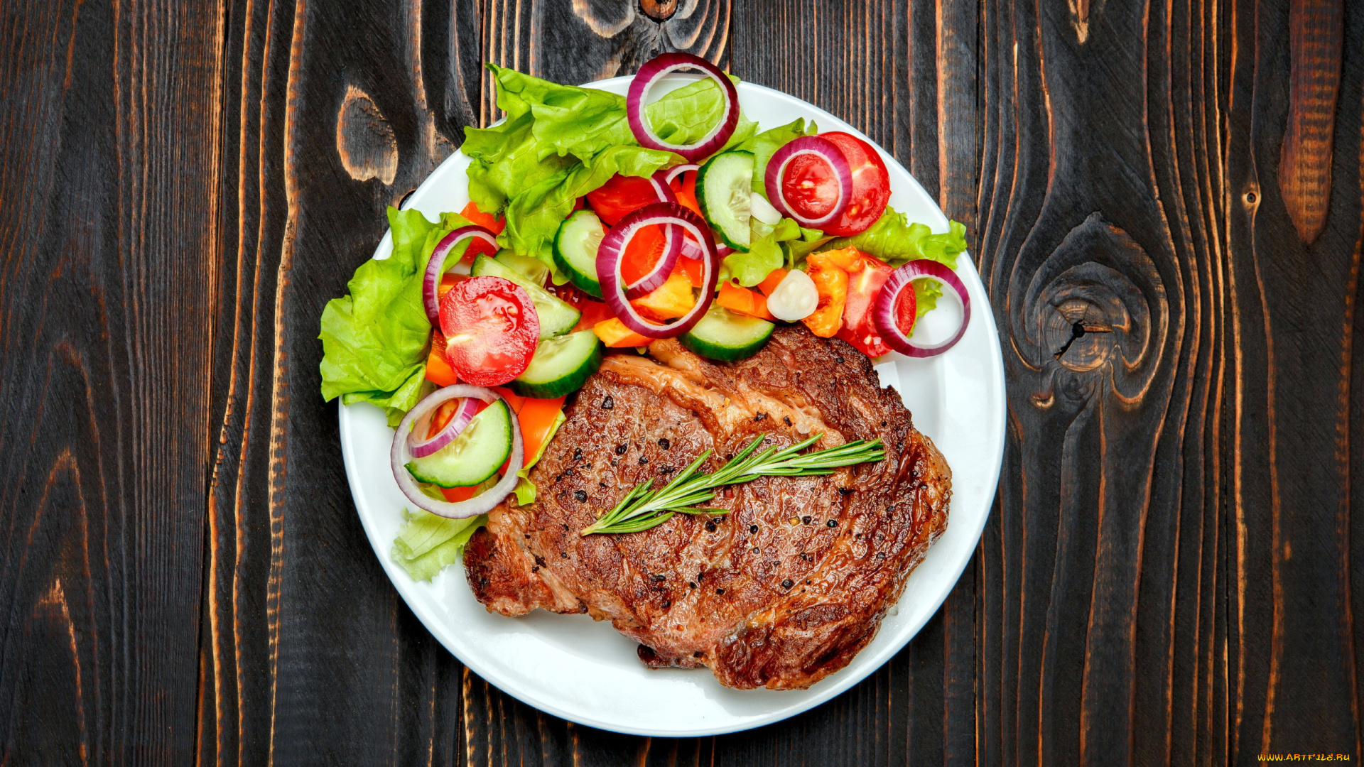 еда, мясные, блюда, розмарин, отбивная, овощи