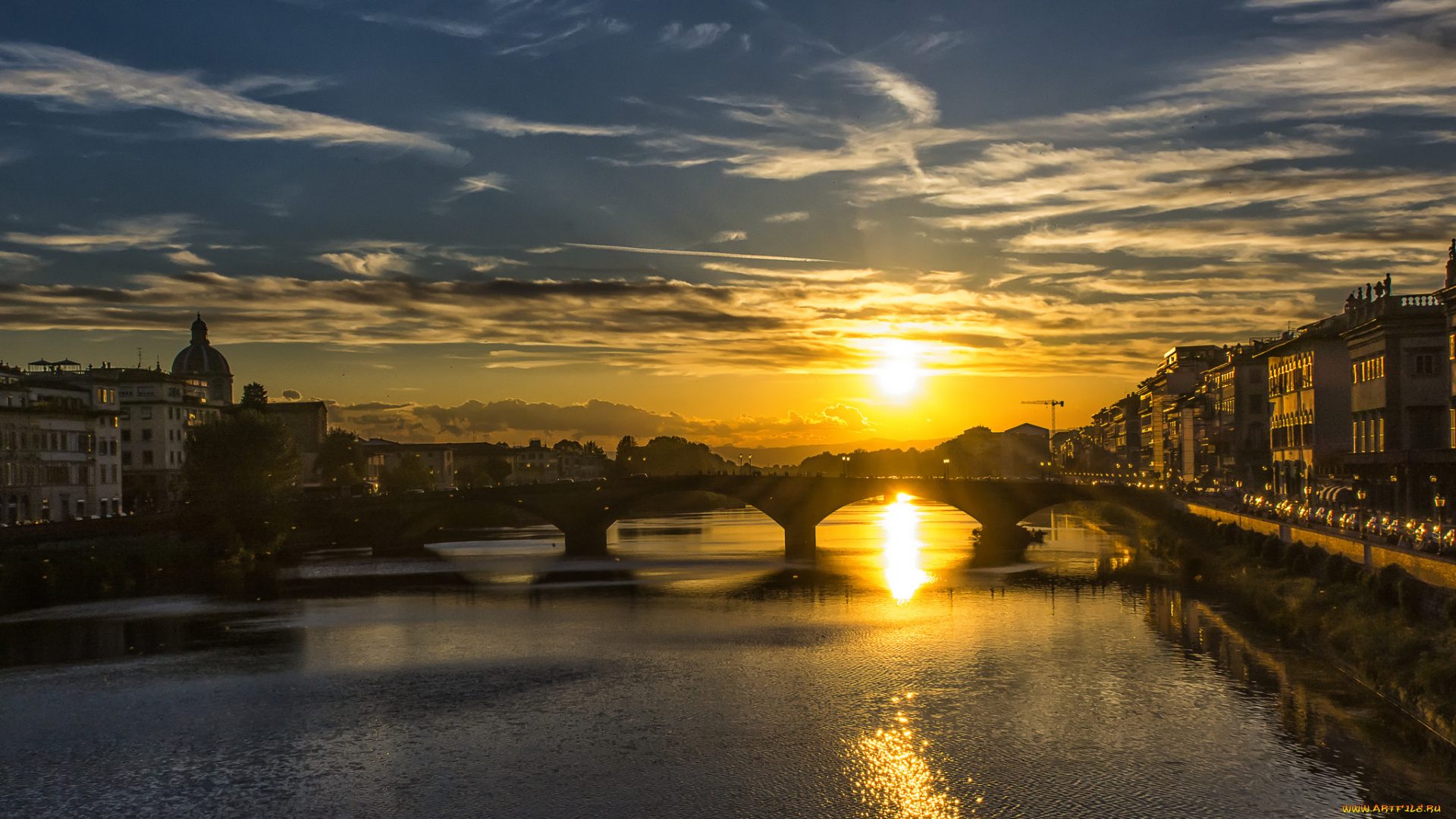 florence, города, флоренция, , италия, панорама, огни, ночь