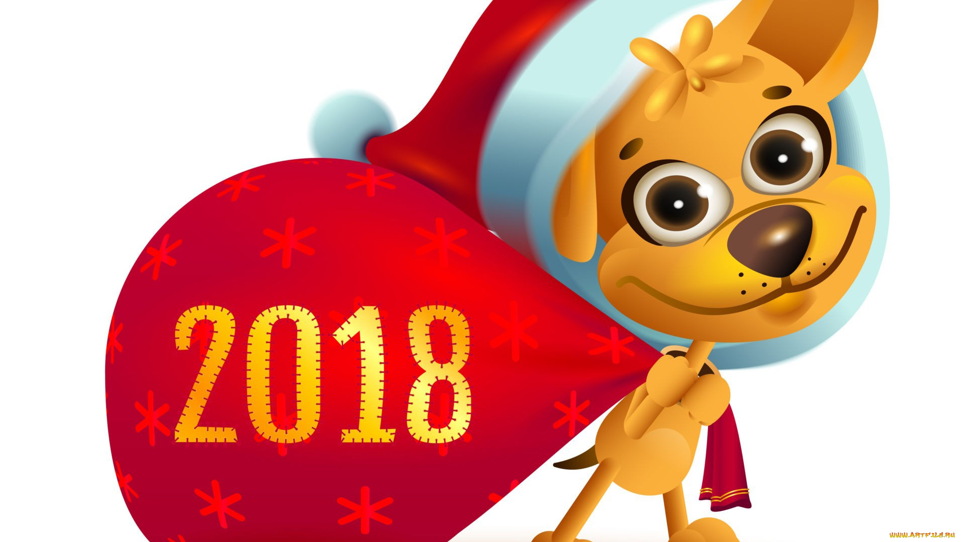 праздничные, векторная, графика, , новый, год, собака, рисунок, 2018, новый, год