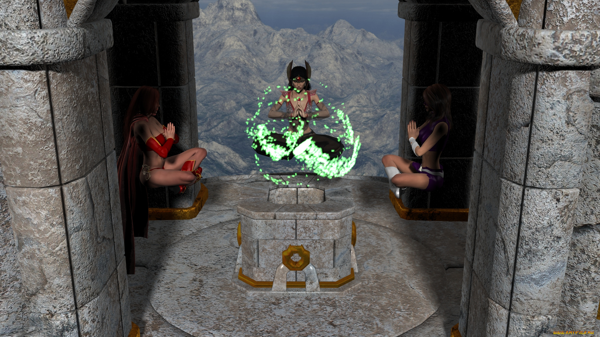 3д, графика, фантазия, , fantasy, фон, взгляд, девушки