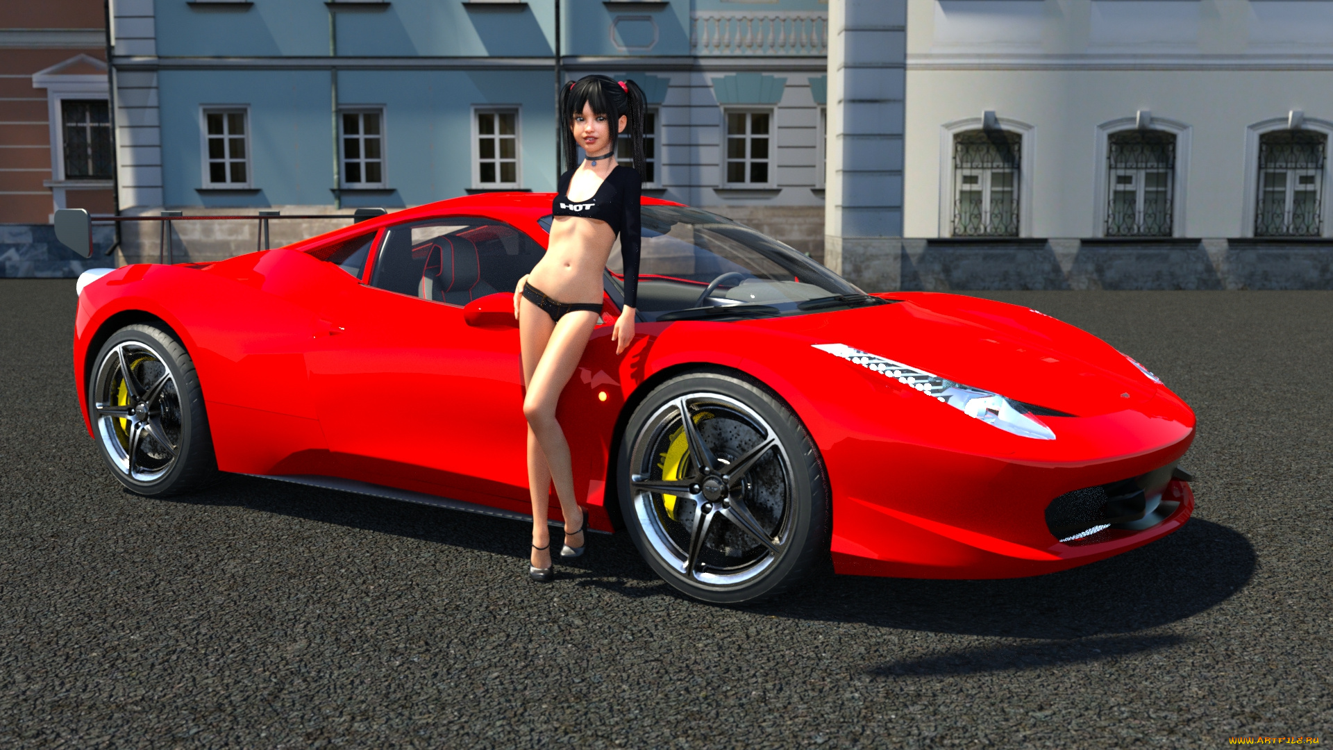 3д, графика, люди-авто, мото, , people-, car, , , moto, фон, взгляд, девочка