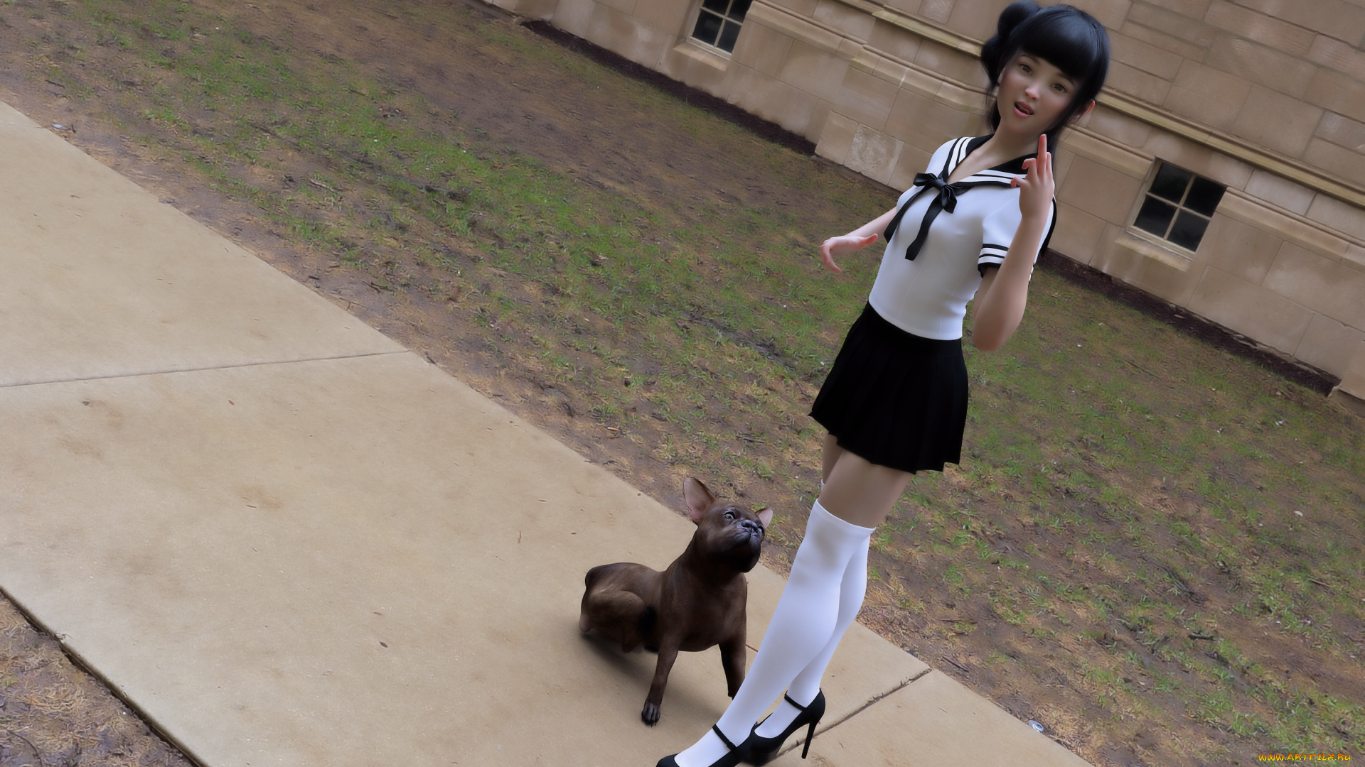 3д, графика, люди, и, животные, , people, and, animals, фон, взгляд, девочка